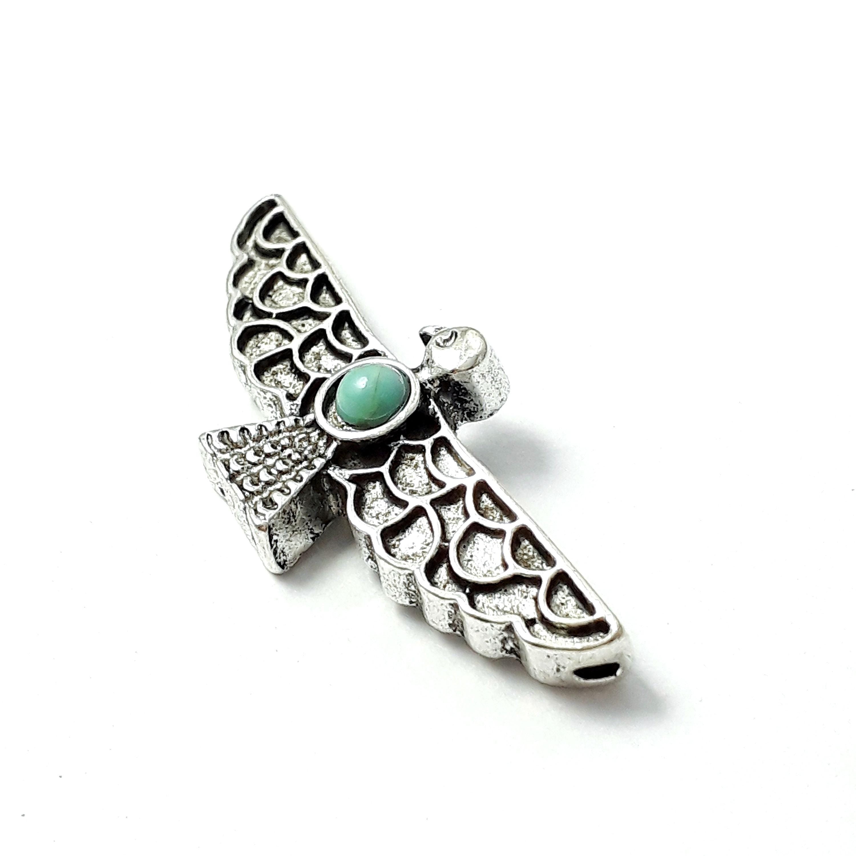 Eagle Bird Of Prey Antique Silver 37x15mm - 1pc