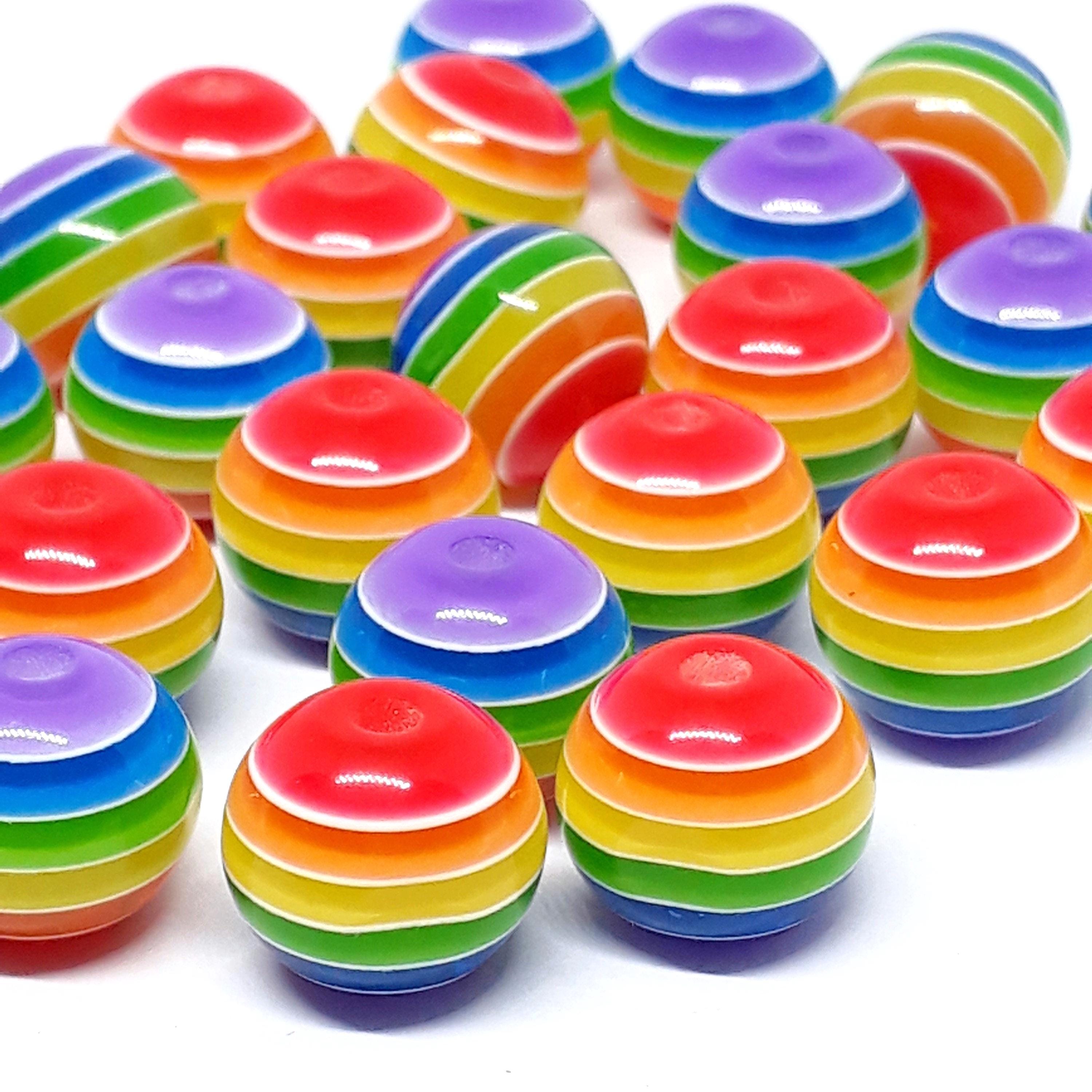 Rainbow Striped Acrylic Round 12mm - 20pcs