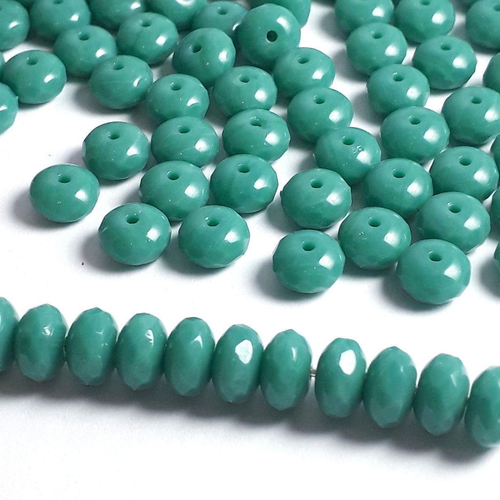 Turquoise Opaque Czech Glass Rondelle 7x4mm - 20pcs
