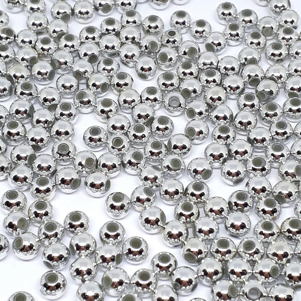 Silver Tone Acrylic Round 5mm - 11g