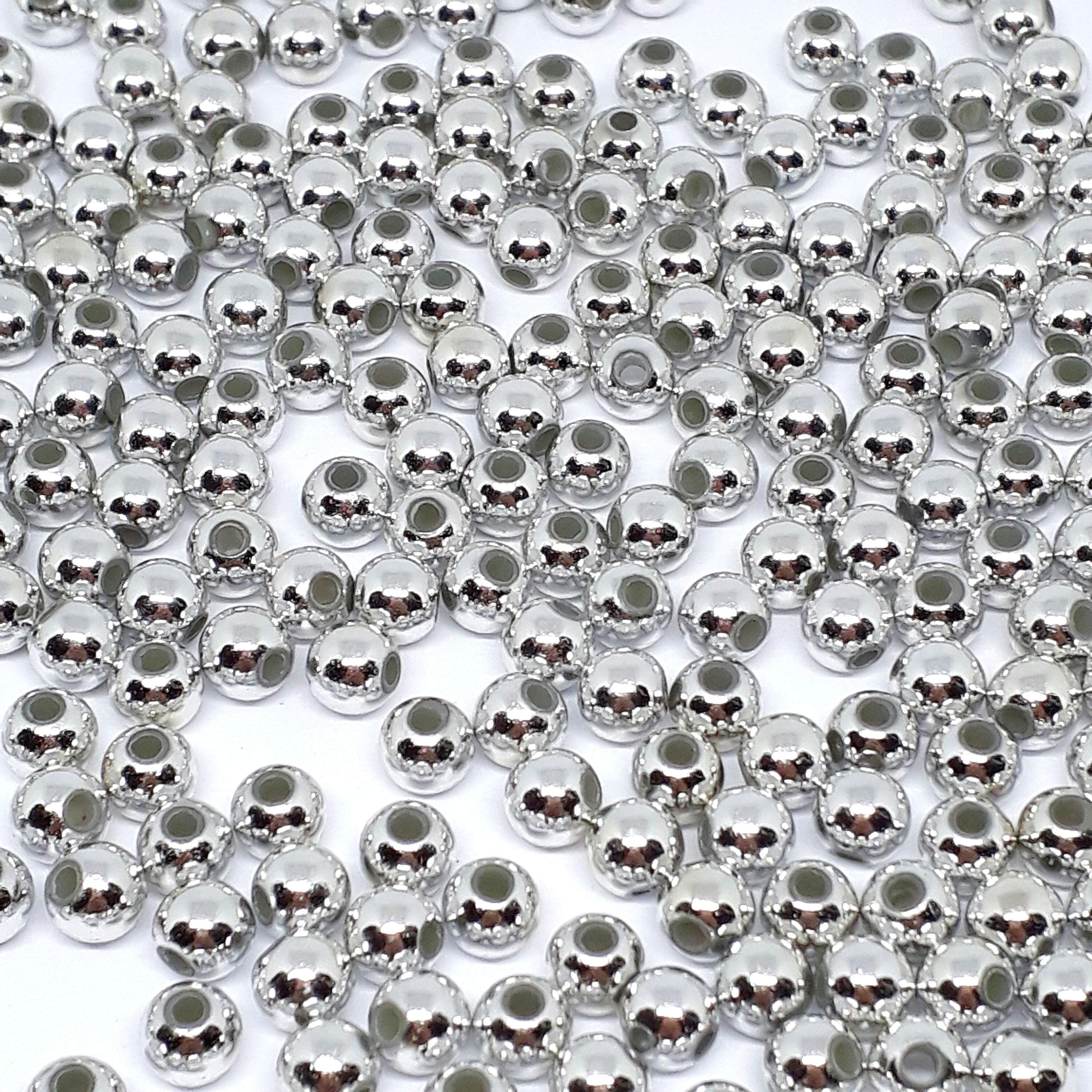 Silver Tone Acrylic Round 5mm - 11g