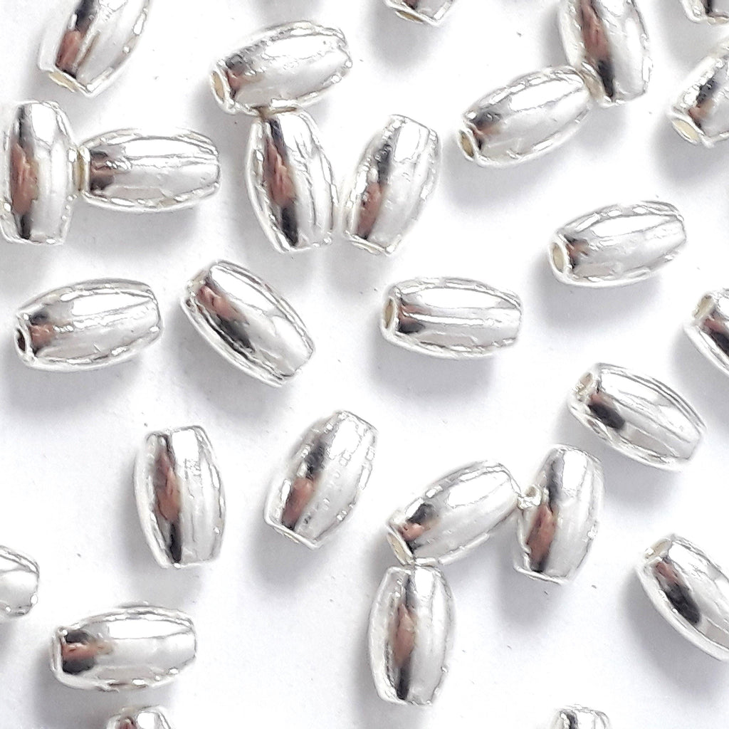 Smooth Oval Silver Plated 6x4mm - 25pcs