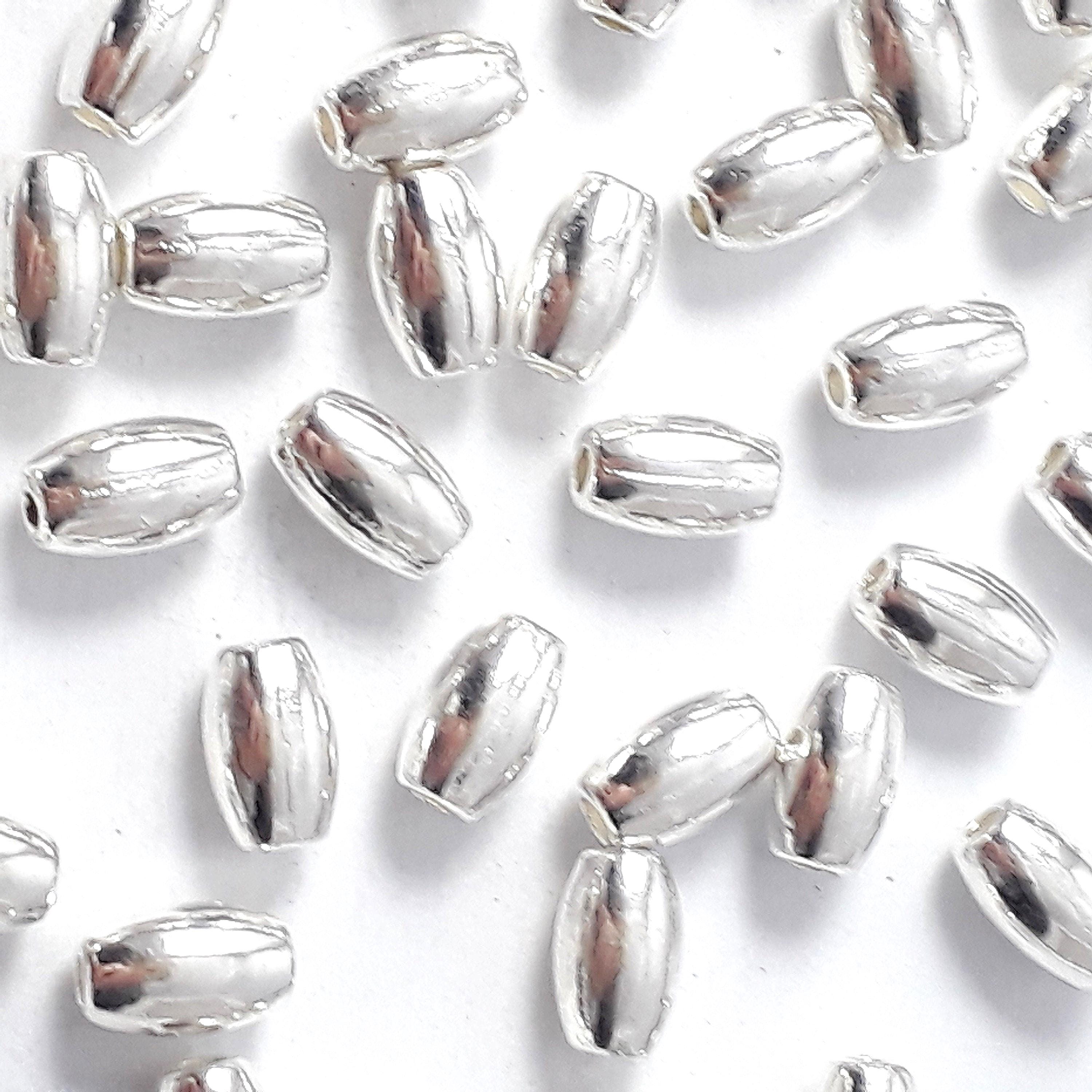 Smooth Oval Silver Plated 6x4mm - 25pcs