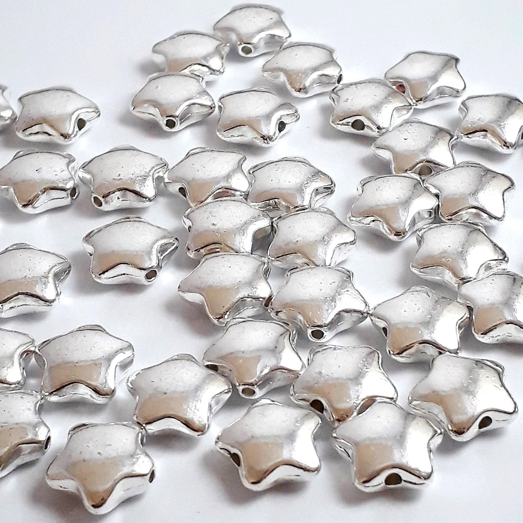 Smooth Star Silver Plated 11x10mm - 10pcs