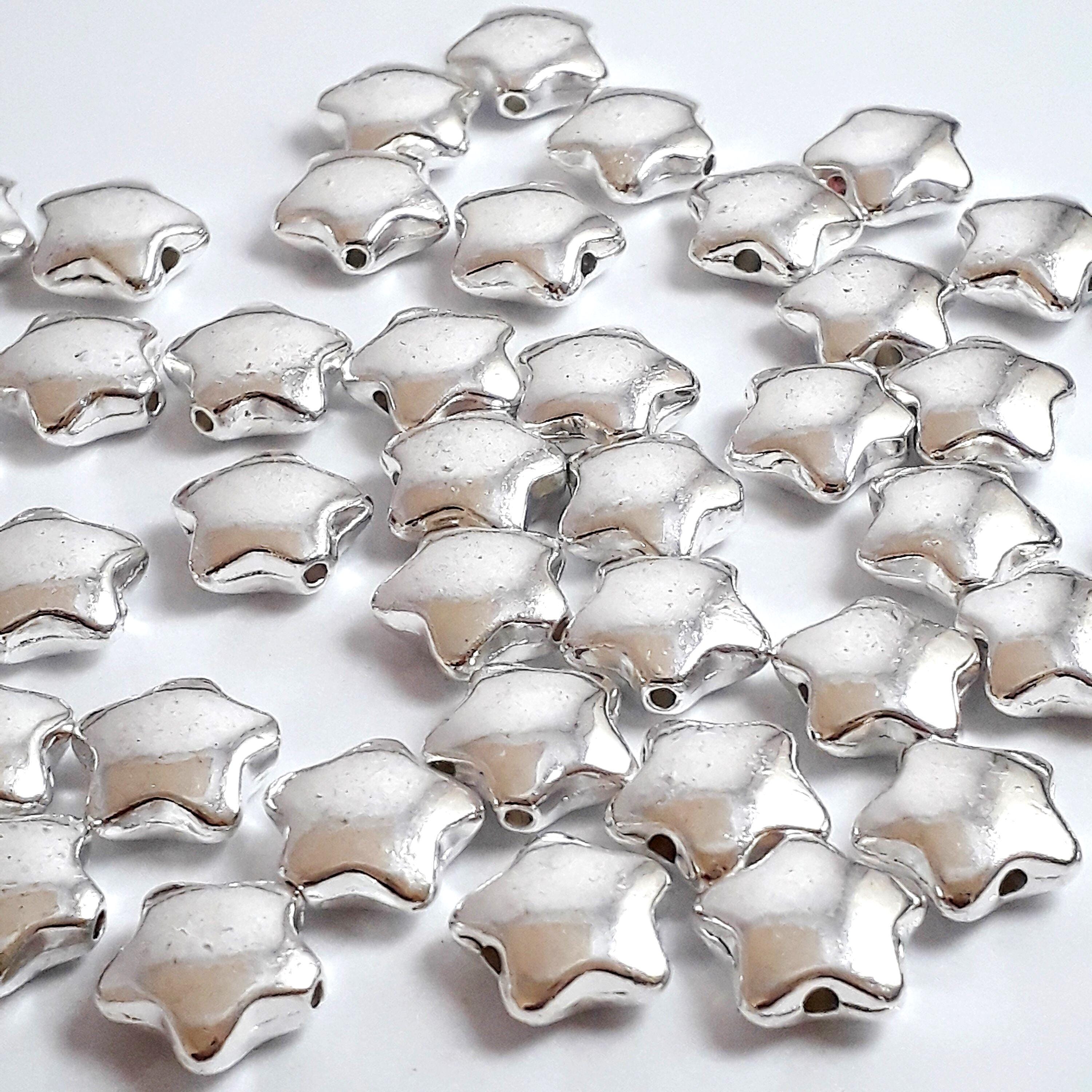 Smooth Star Silver Plated 11x10mm - 10pcs
