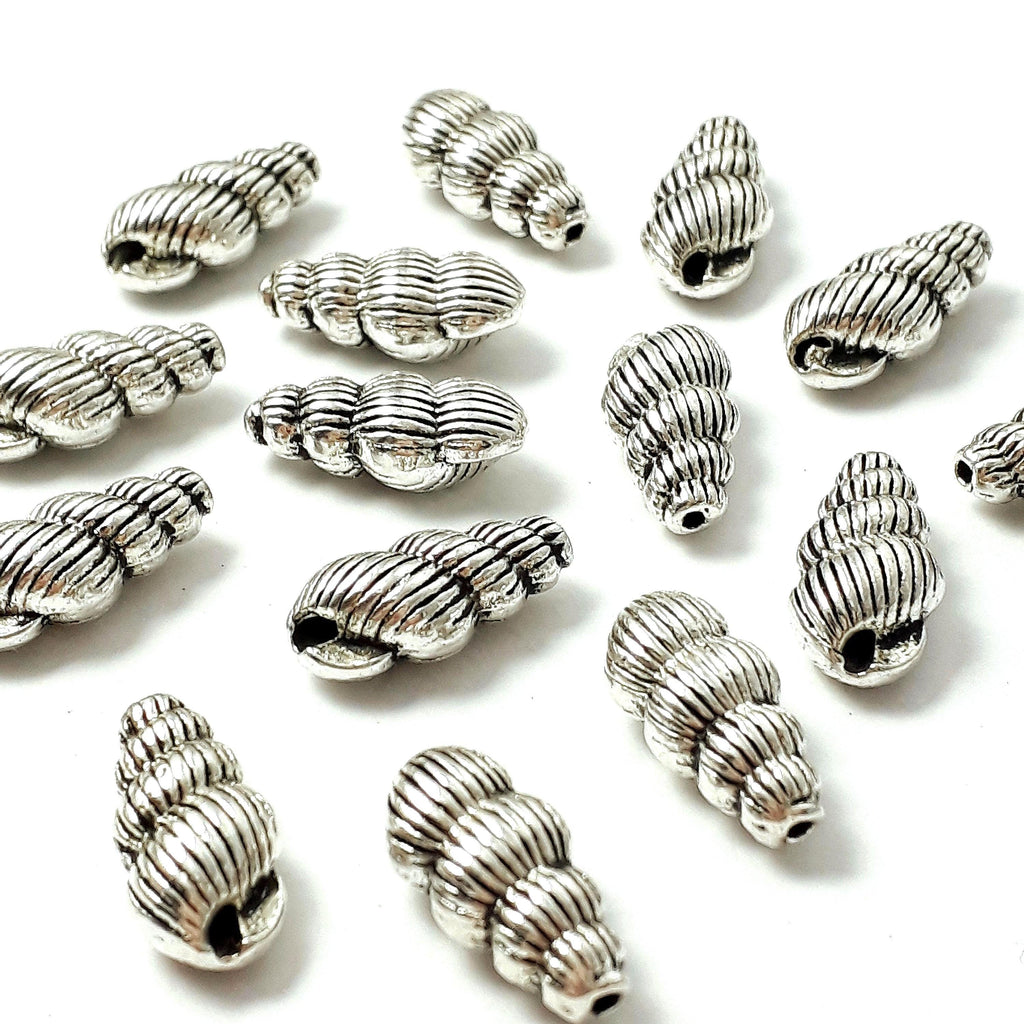 Wentletrap Shell Antique Silver 15x7mm - 2pcs