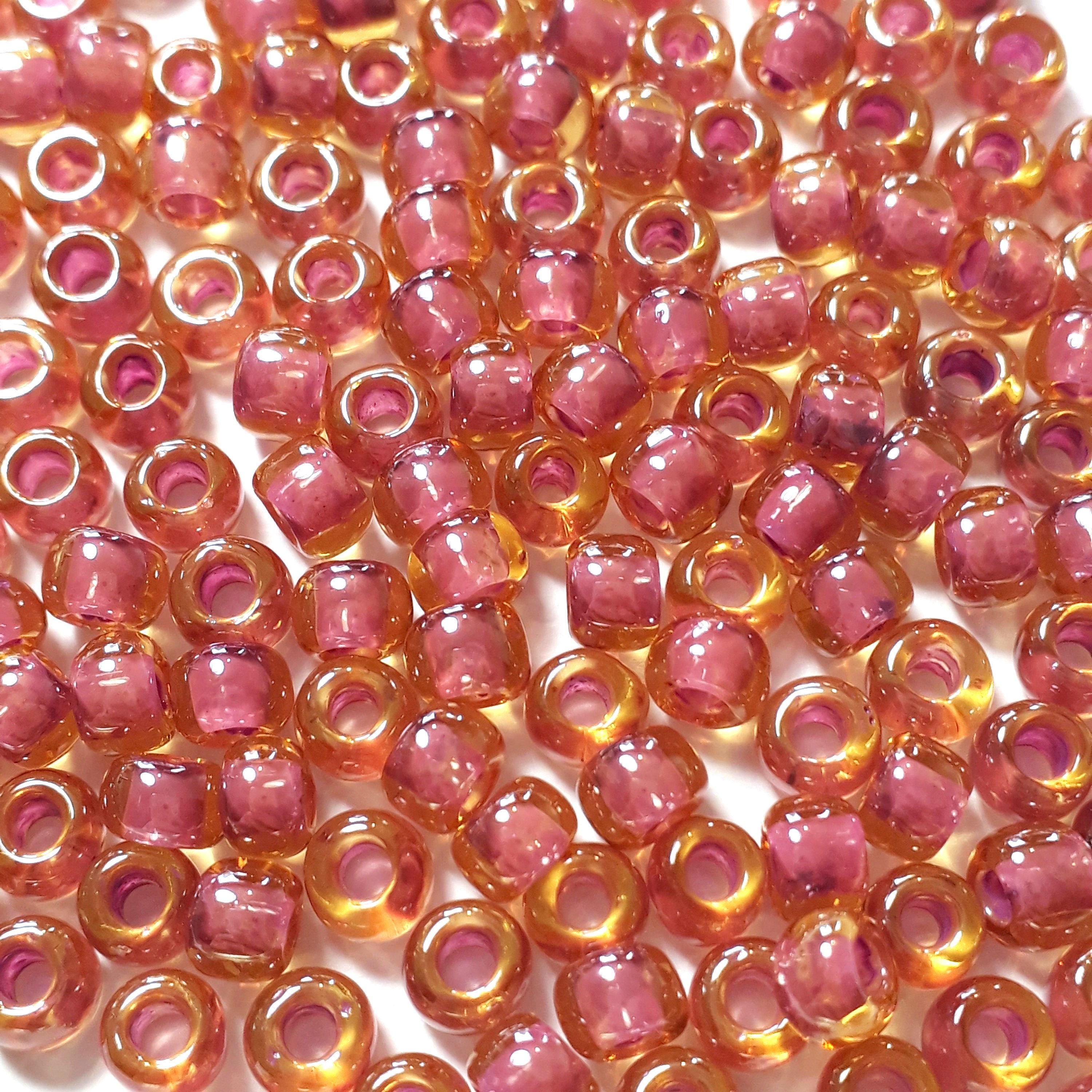 Light Topaz / Pink Lined TOHO Seed Glass 6/0 - 10g