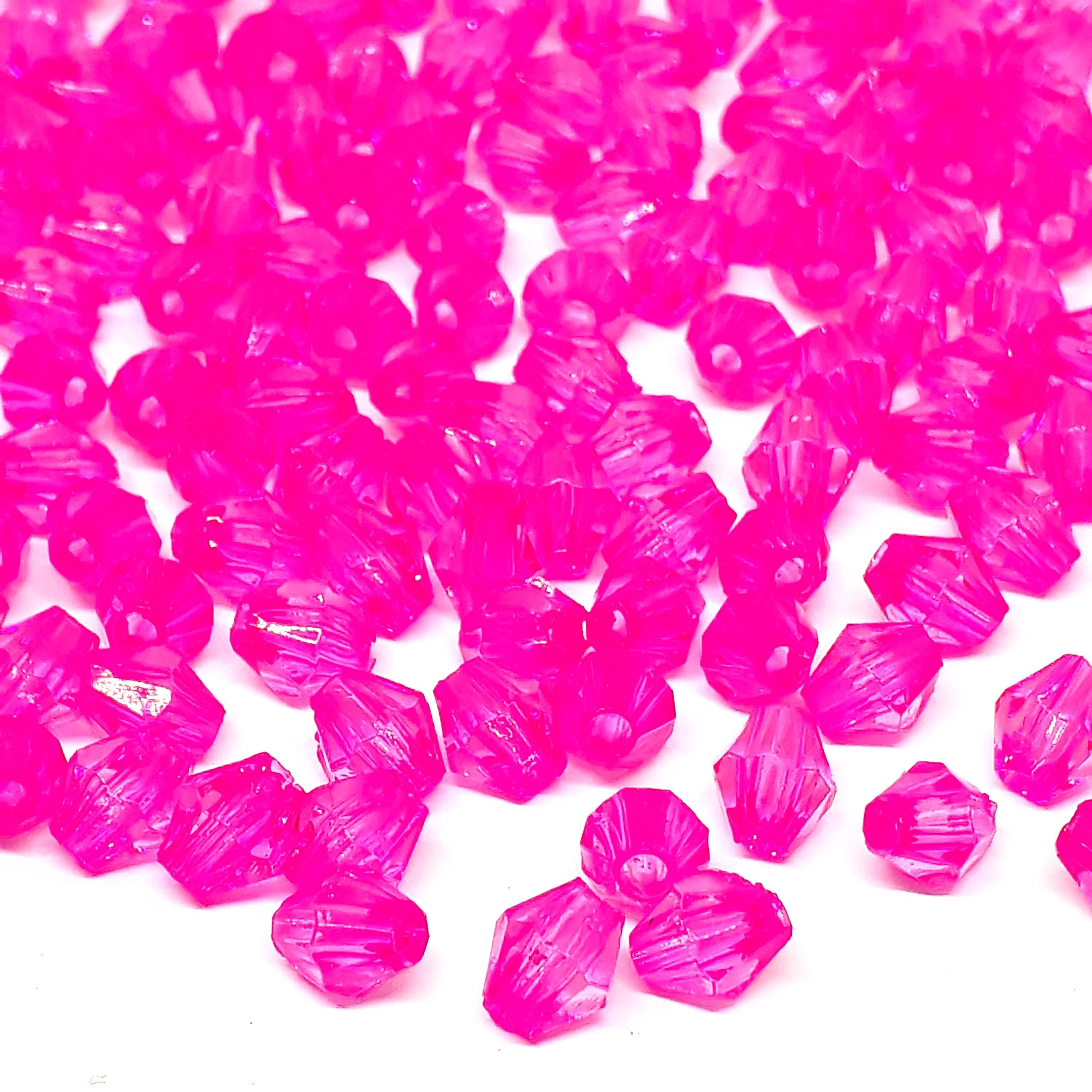 Hot Pink Acrylic Faceted Bicone 6x5mm 30g