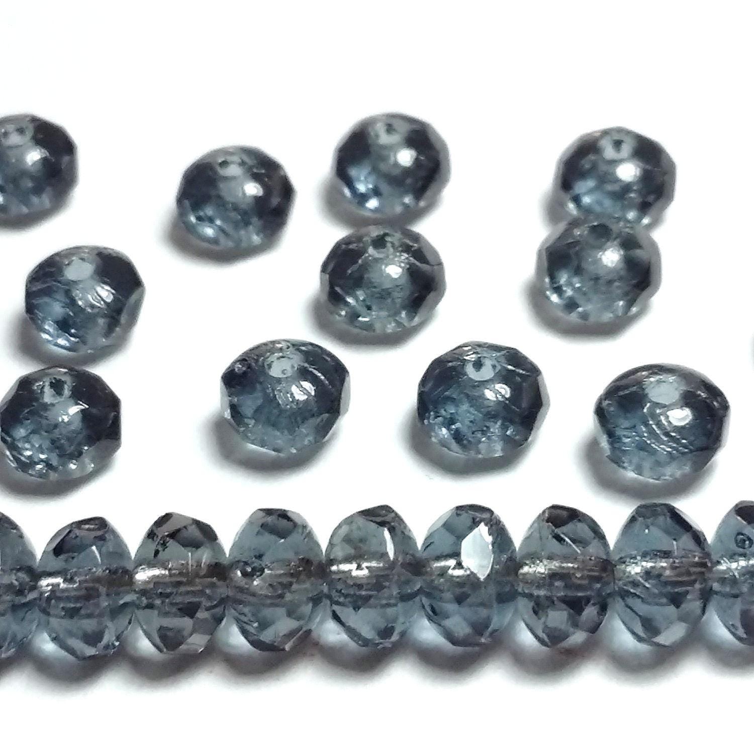 Slate Grey Czech Glass Rondelle 5x3mm - 40pcs