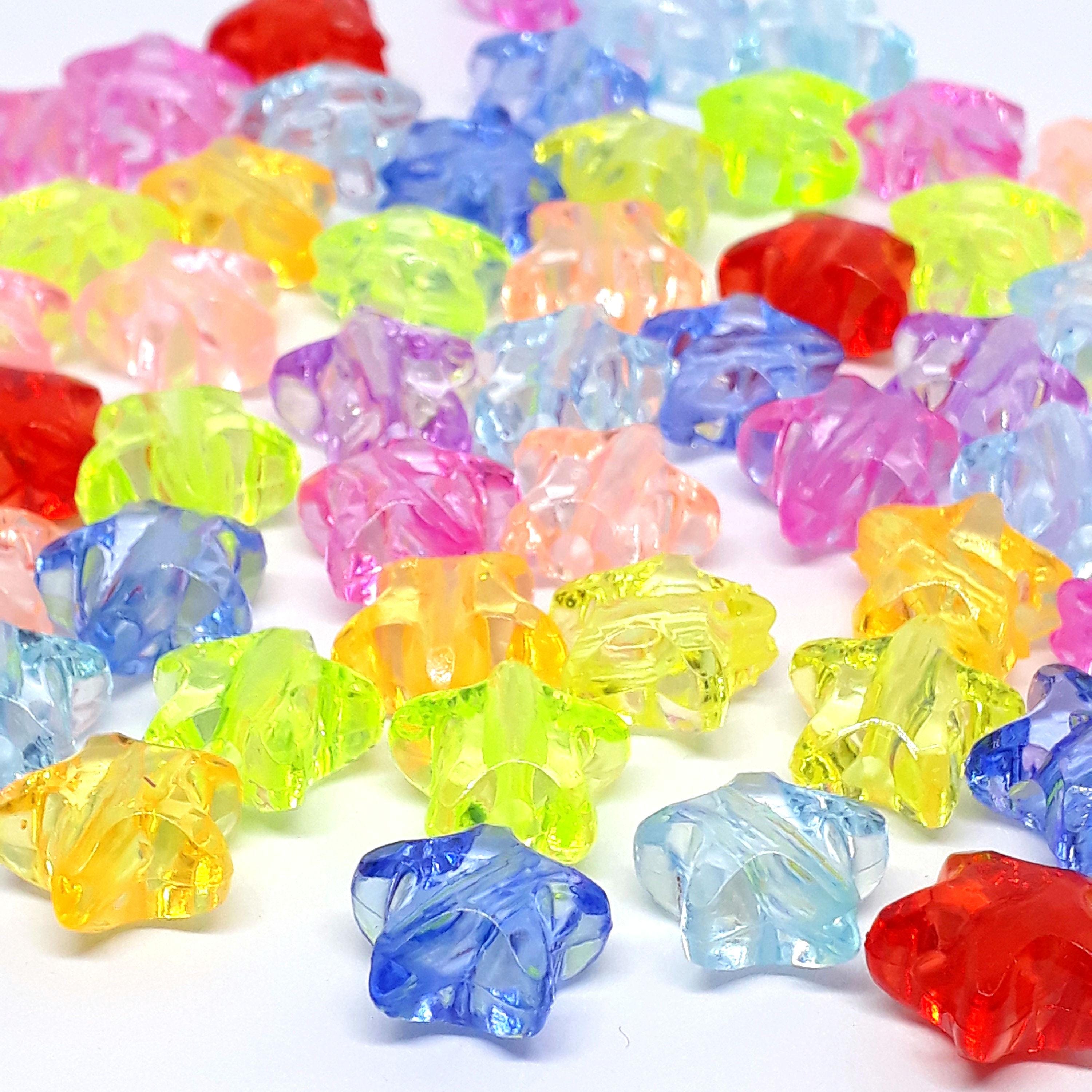 50pcs Mixed Colour Star Transparent Acrylic 12x11mm - 50pcs