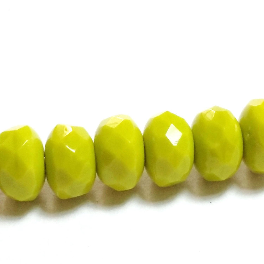 Bright Green Czech Glass Rondelle 7x4mm - 20pcs