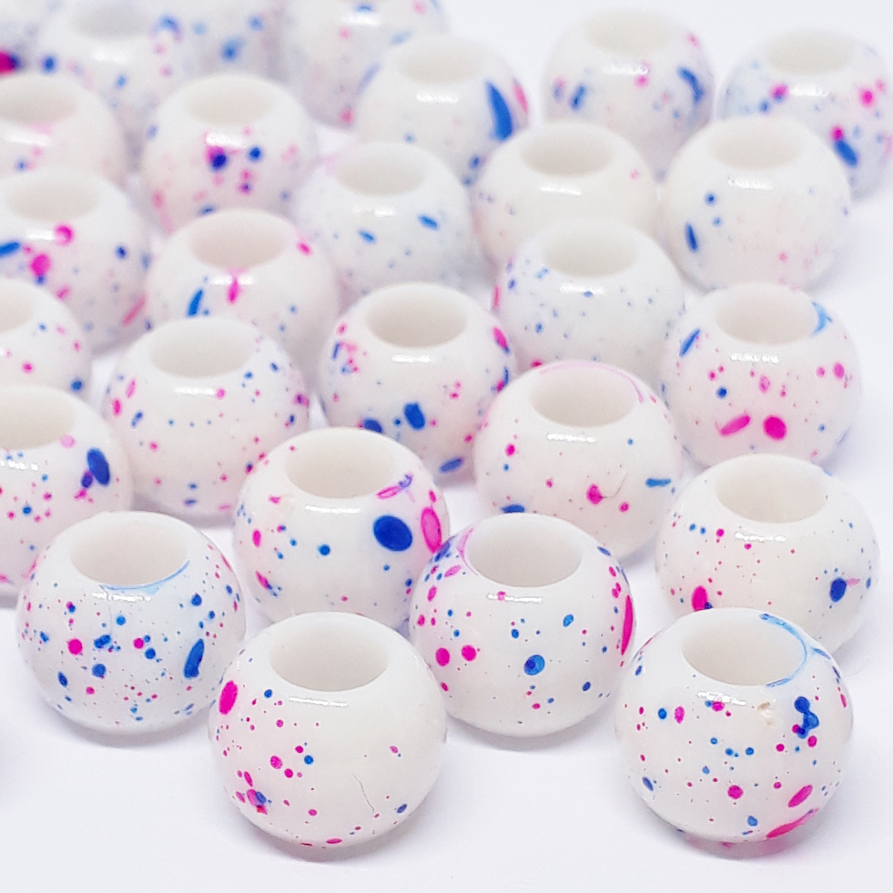 Pink & Blue Mottled Acrylic Pony 10mm - 50pcs