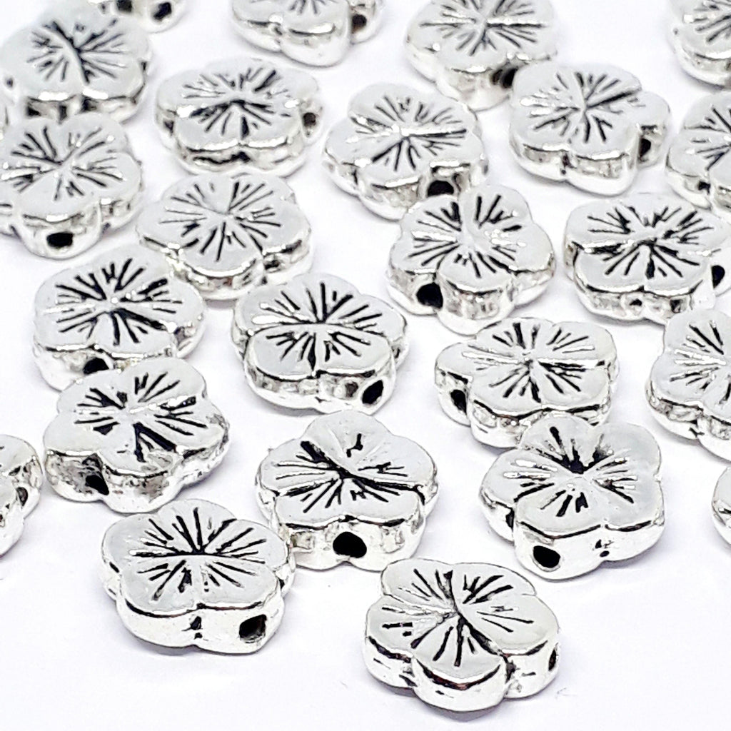 Flower Antique Silver 10mm - 10pcs