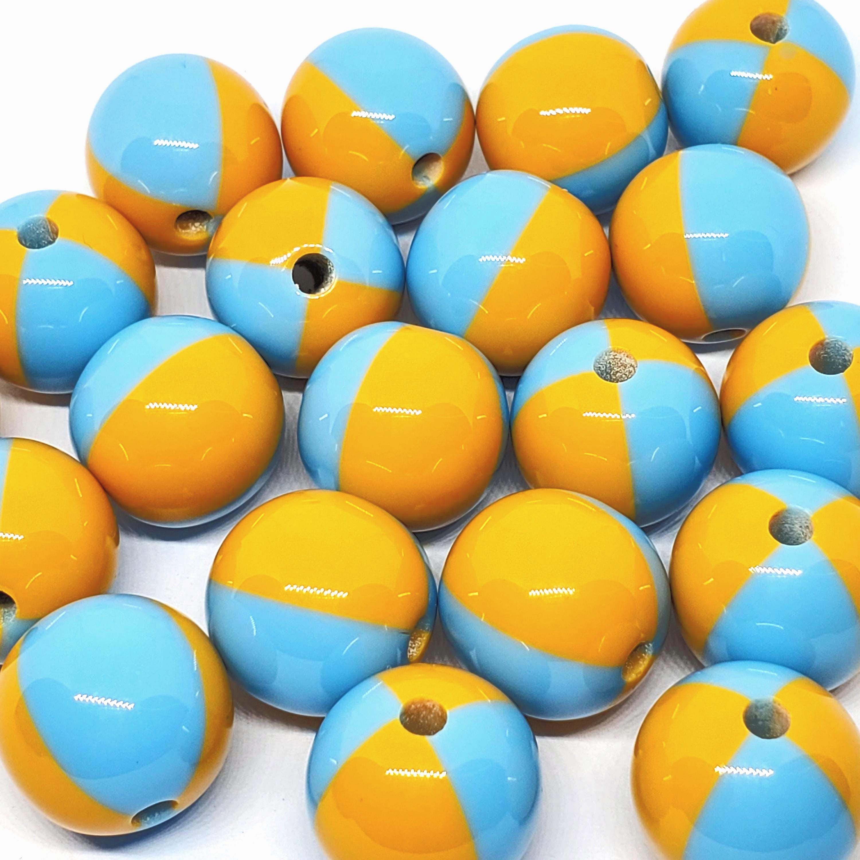 Orange & Light Blue Striped Resin Round 17mm - 10pcs