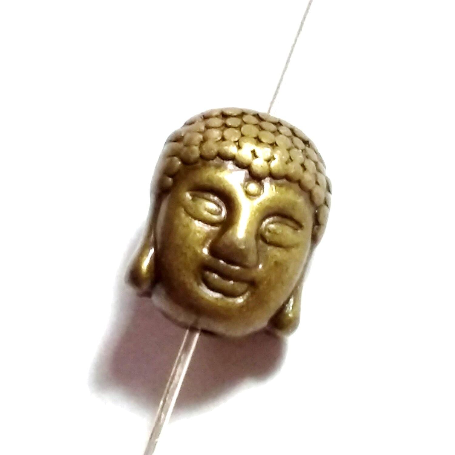 Buddha Head Antique Bronze 11x9mm - 6pcs