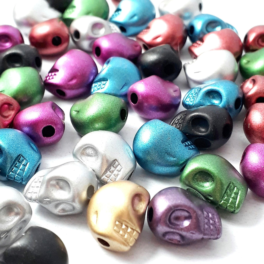 Metallic Acrylic Skull 13x11mm - 20pcs
