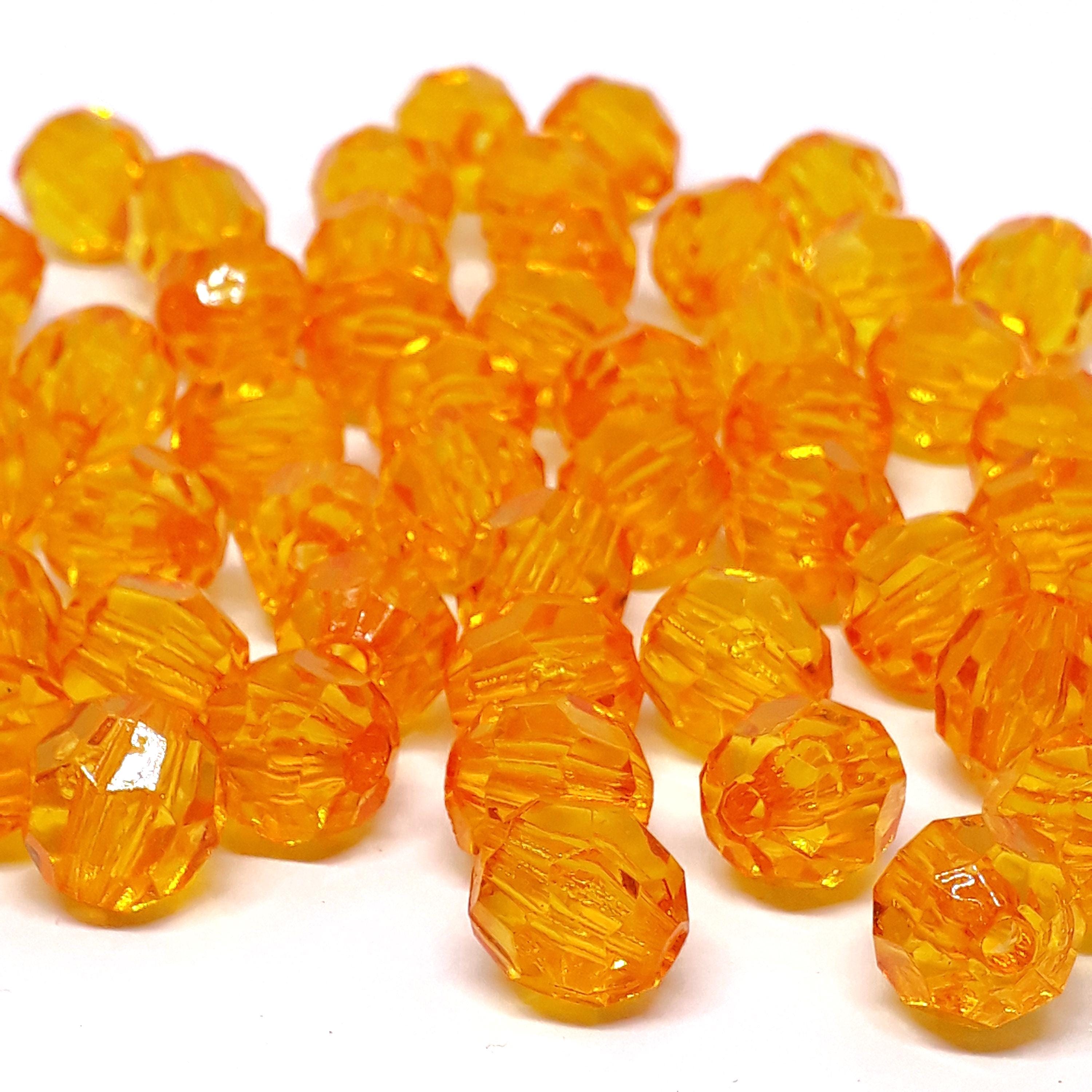 Orange Acrylic Faceted Round 10mm - 50pcs