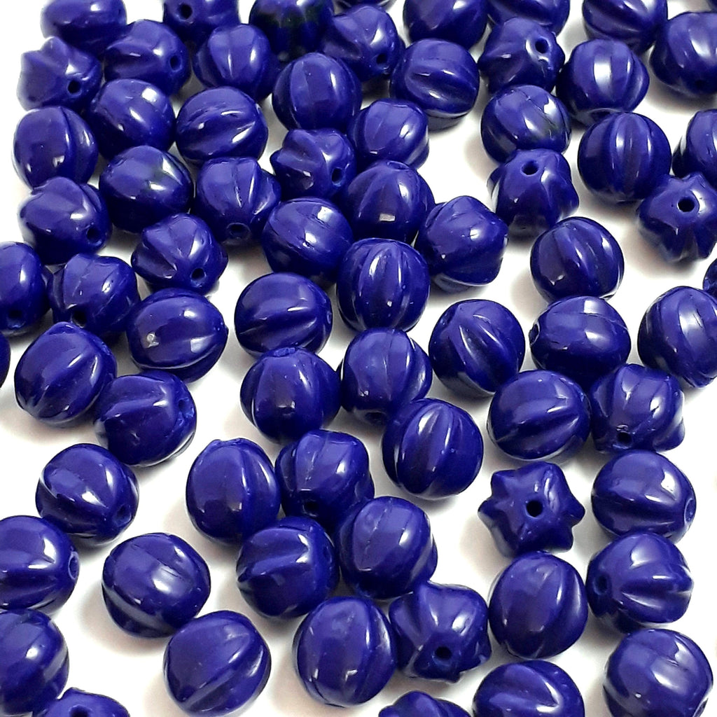 Dark Blue Fluted Round Czech Glass 6mm - 30pcs