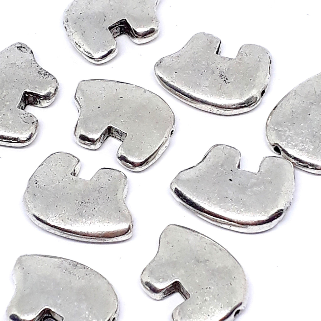 Plain Bear Antique Silver 15x12mm - 2pcs