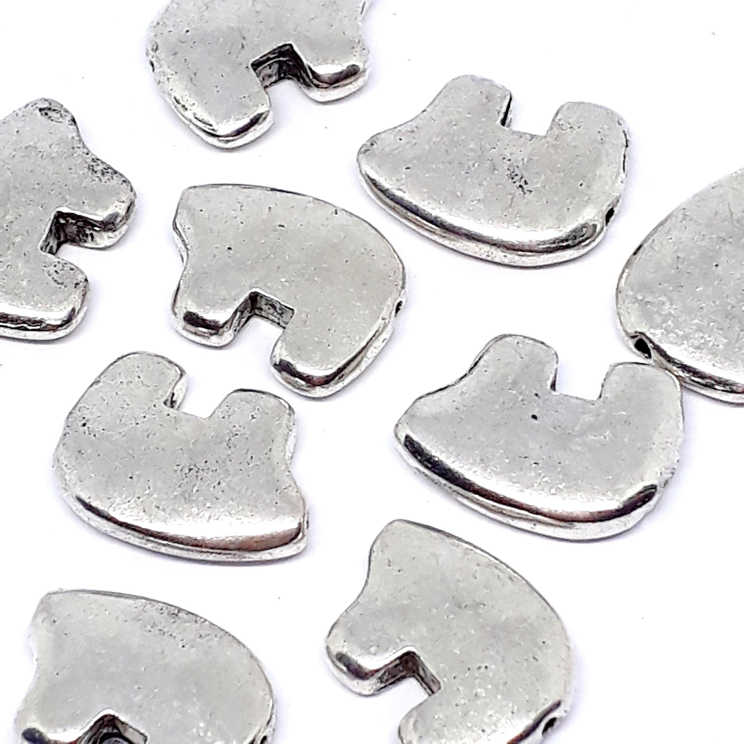 Plain Bear Antique Silver 15x12mm - 2pcs