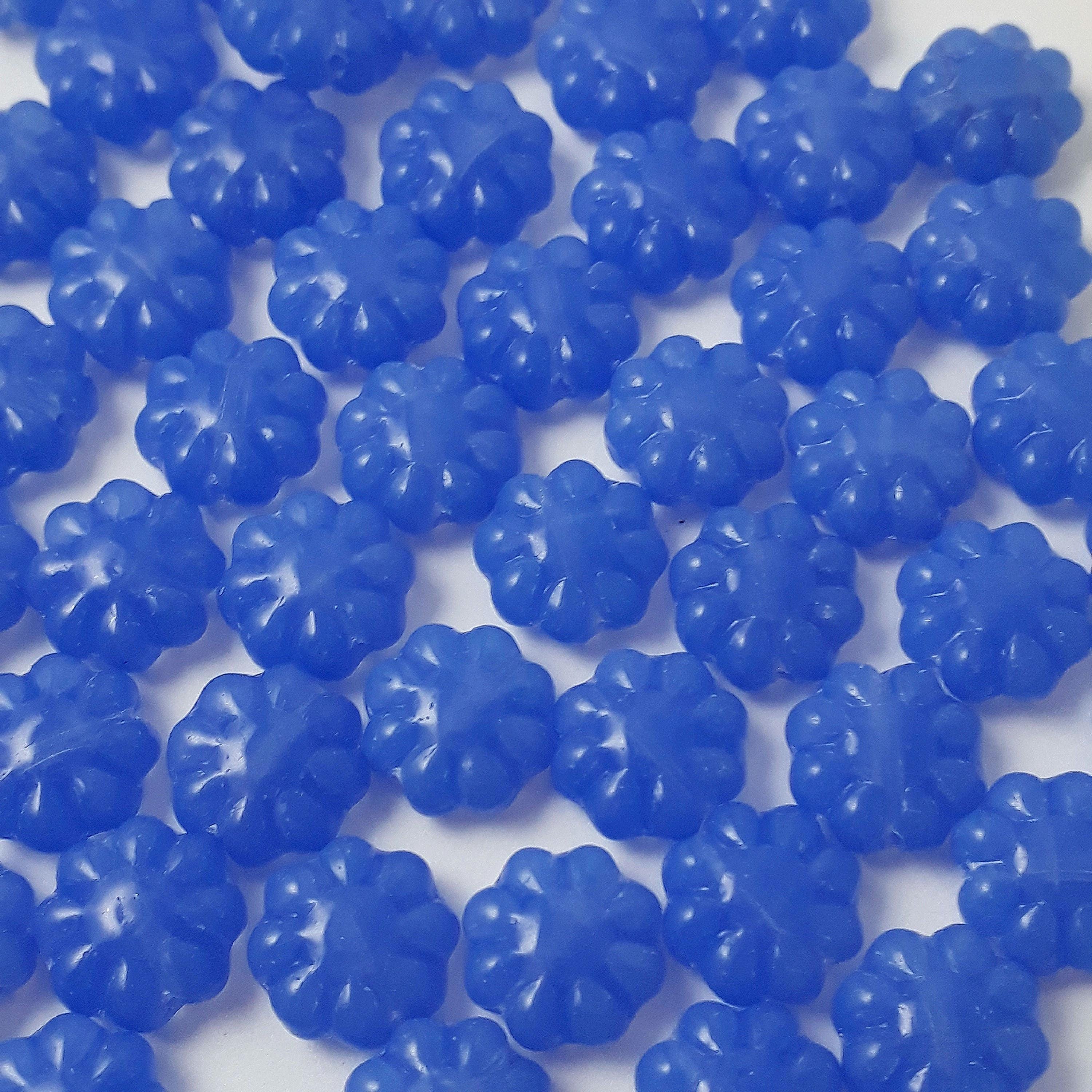 Blue Czech Glass Hawaiian Flower 9mm - 10pcs