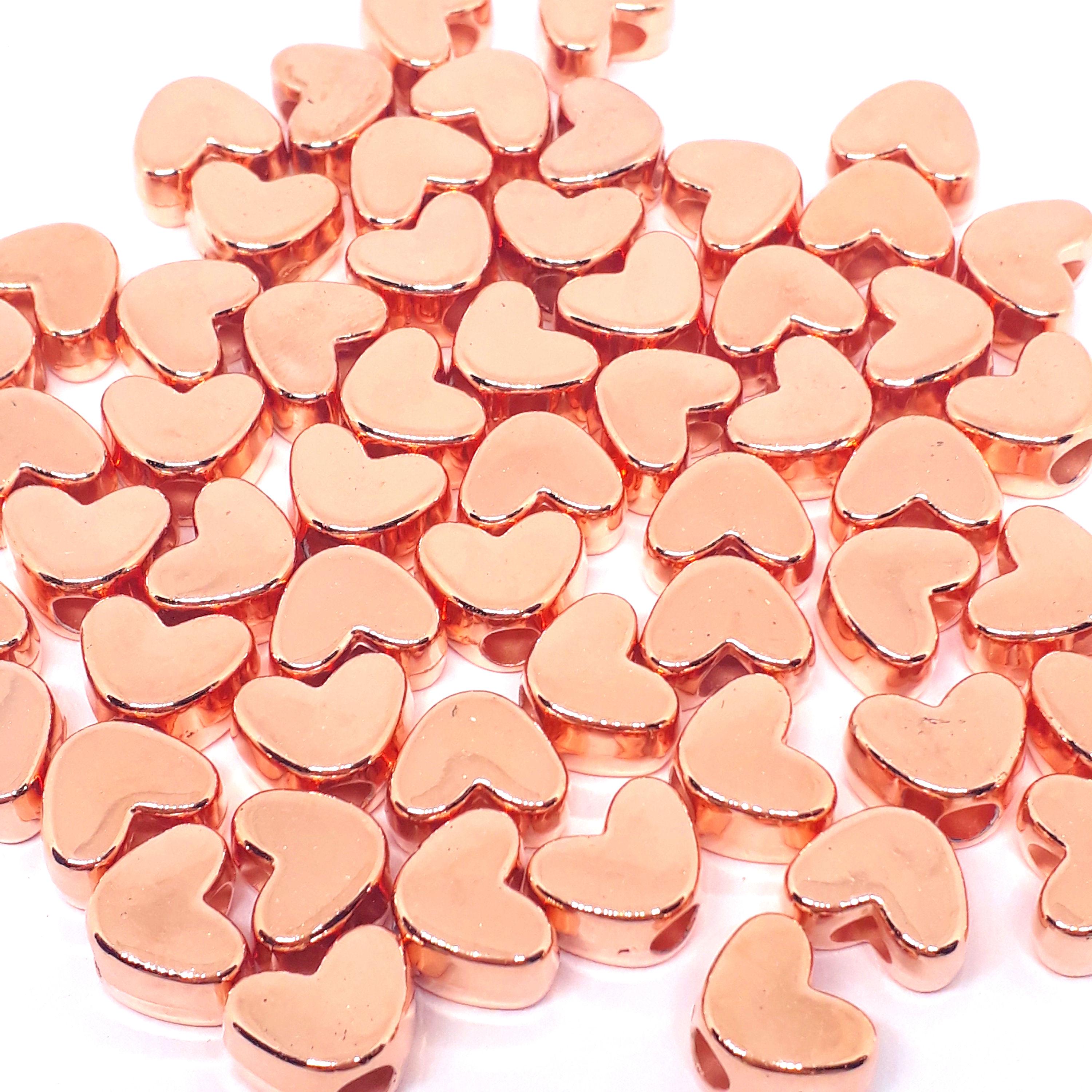 Rose Gold Plated Acrylic Heart 11x8mm - 25pcs