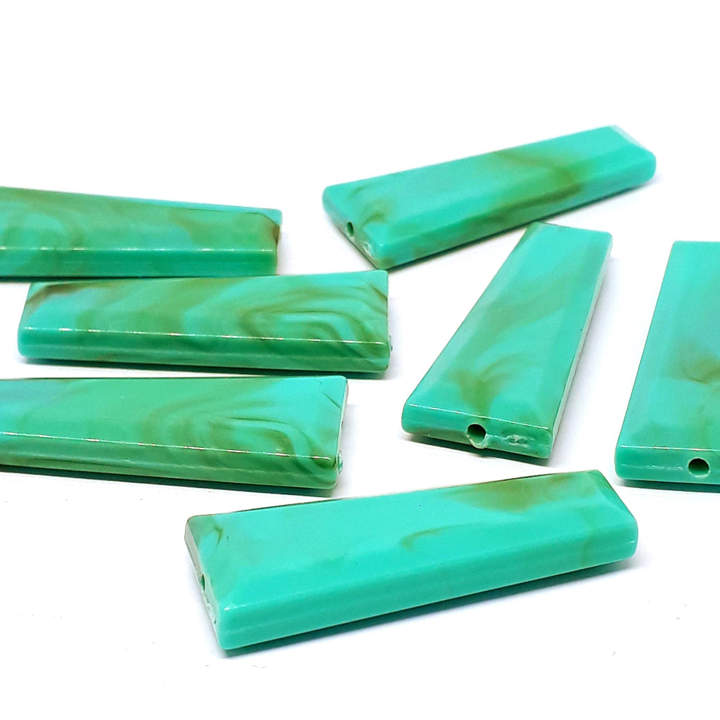Green Turquoise Acrylic Trapezoid 40x15mm - 5pcs