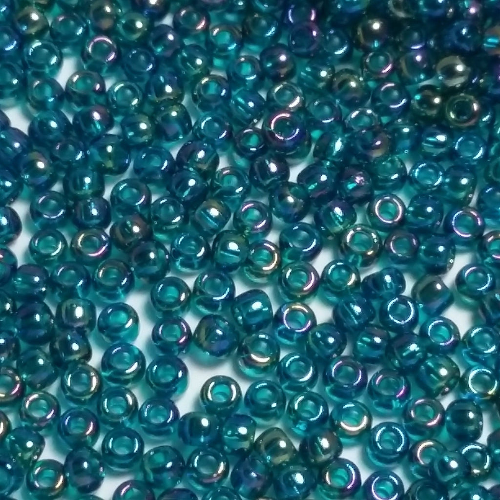 Transparent-Rainbow Teal TOHO Seed Glass 11/0 - 10g