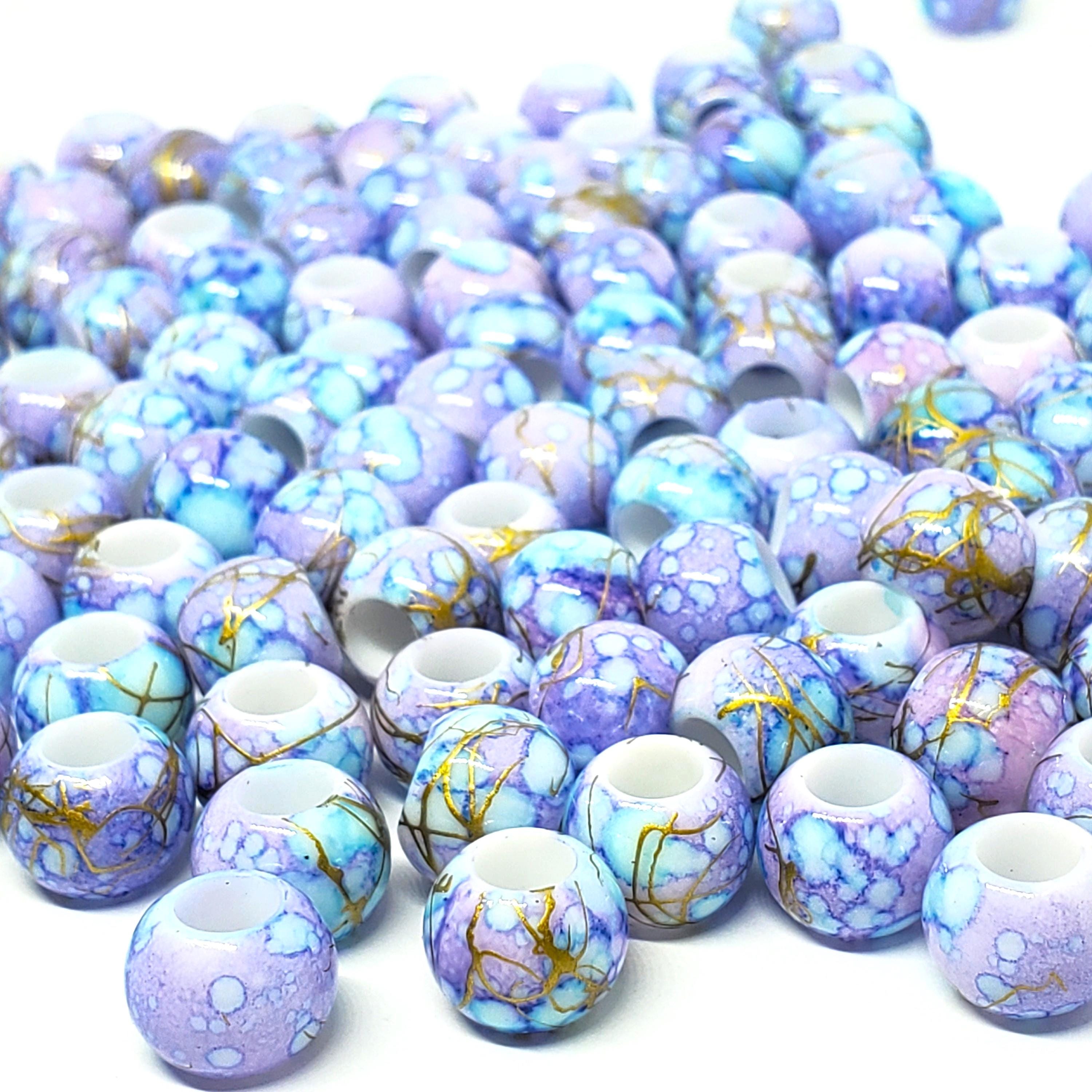Purple, Blue & Gold Drawbench Acrylic Pony 10mm - 50pcs
