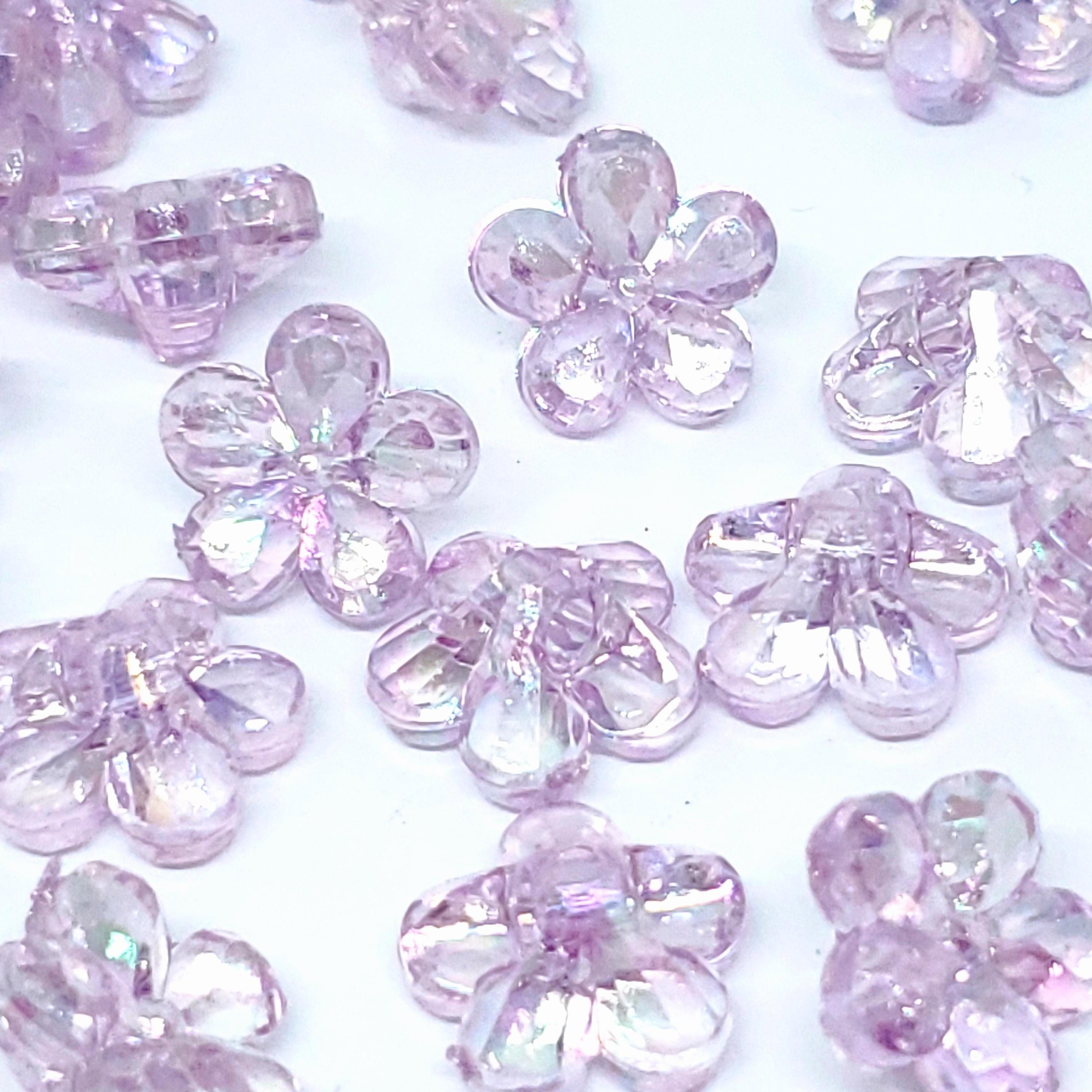 Purple AB Bell Flower Acrylic Faceted 12mm - 50pcs