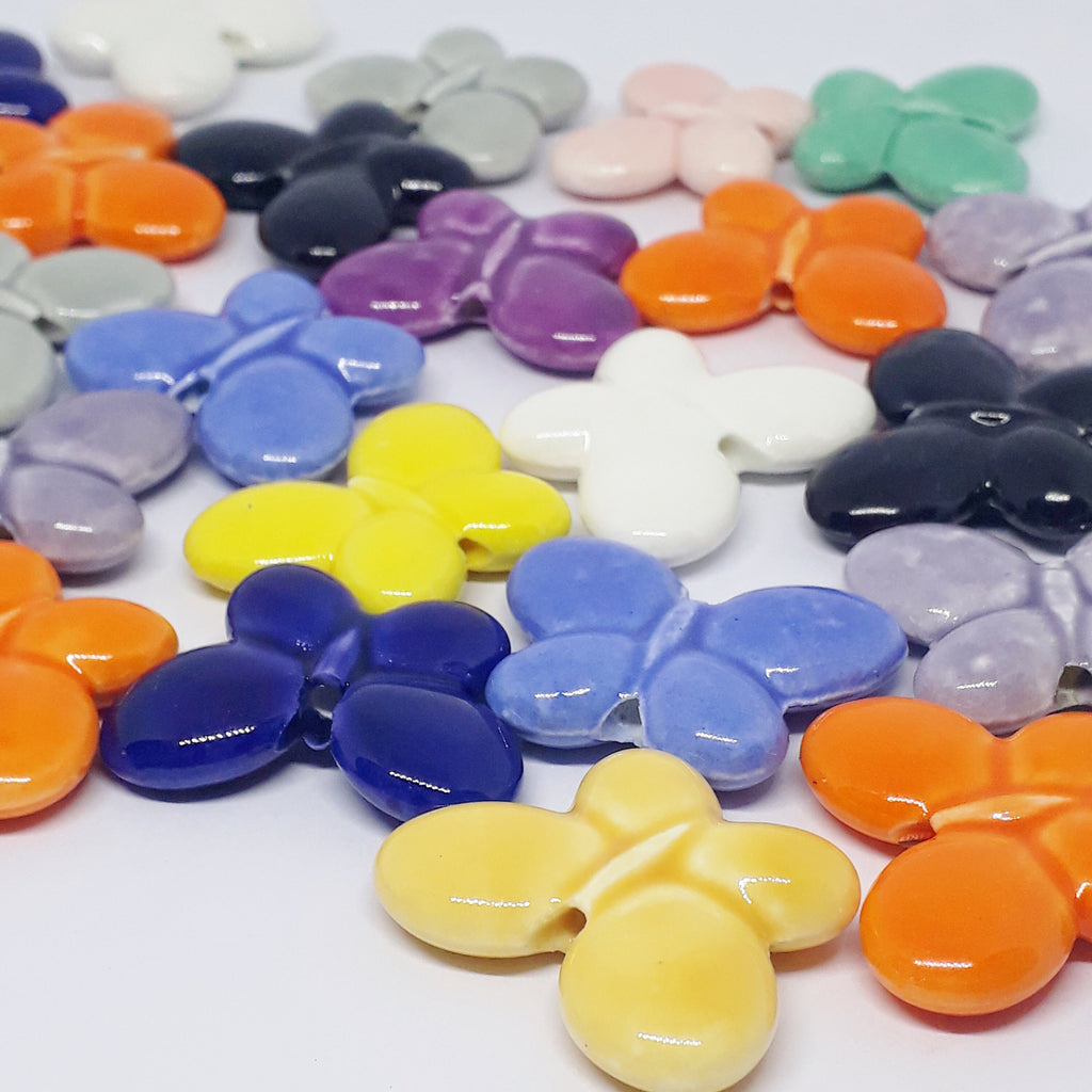 Butterfly Mixed Colour Ceramic 27x20mm - 6pcs
