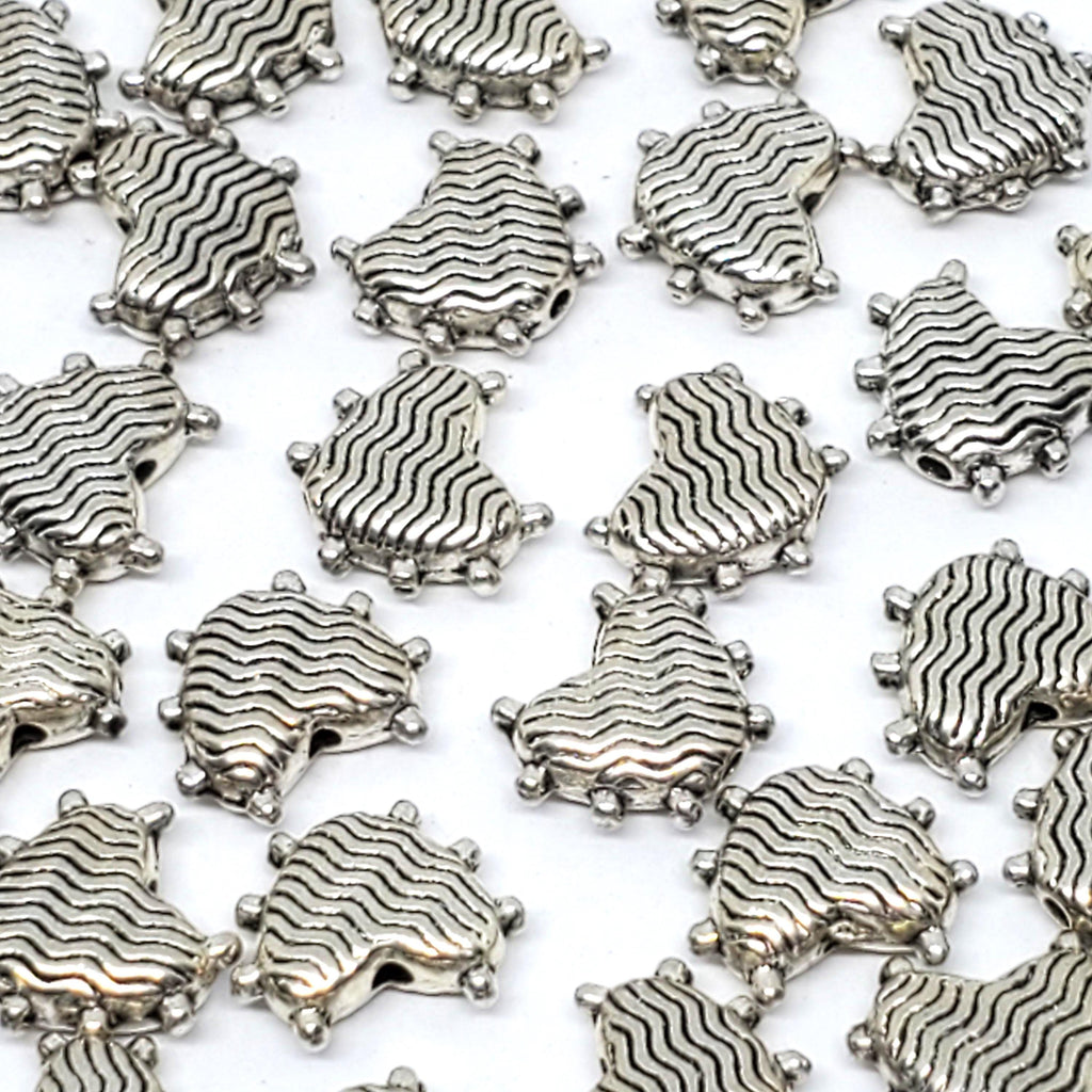 Patterned Heart Antique Silver 10x8mm - 20pcs