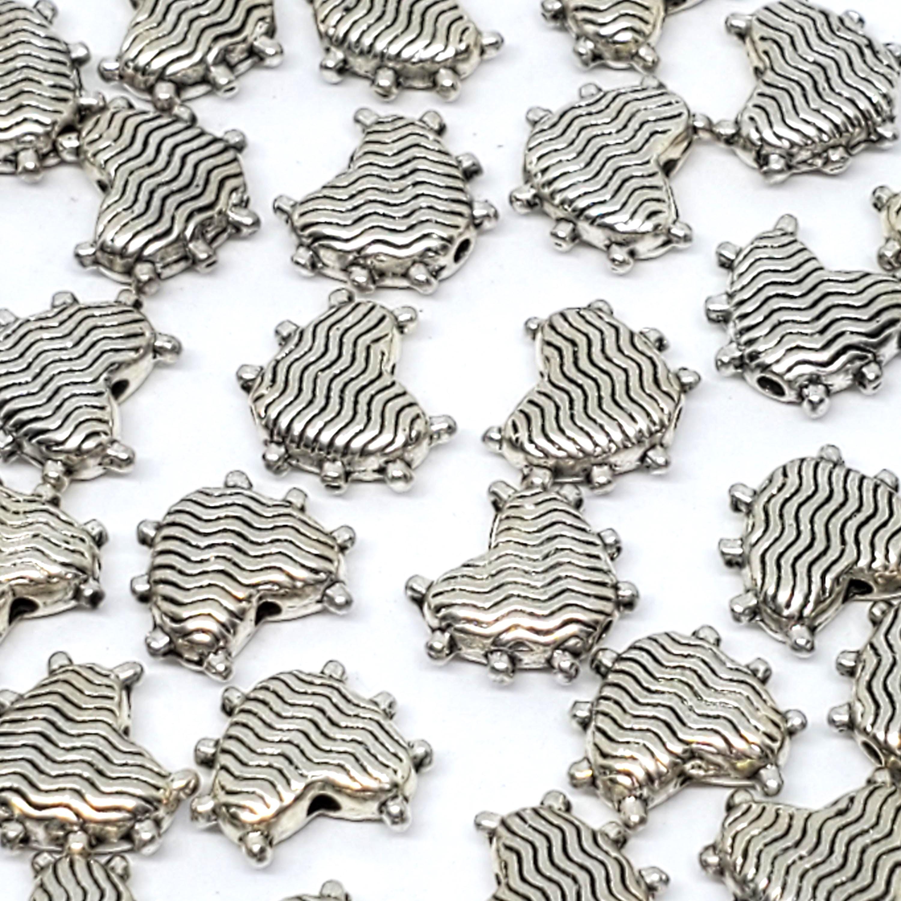 Patterned Heart Antique Silver 10x8mm - 20pcs
