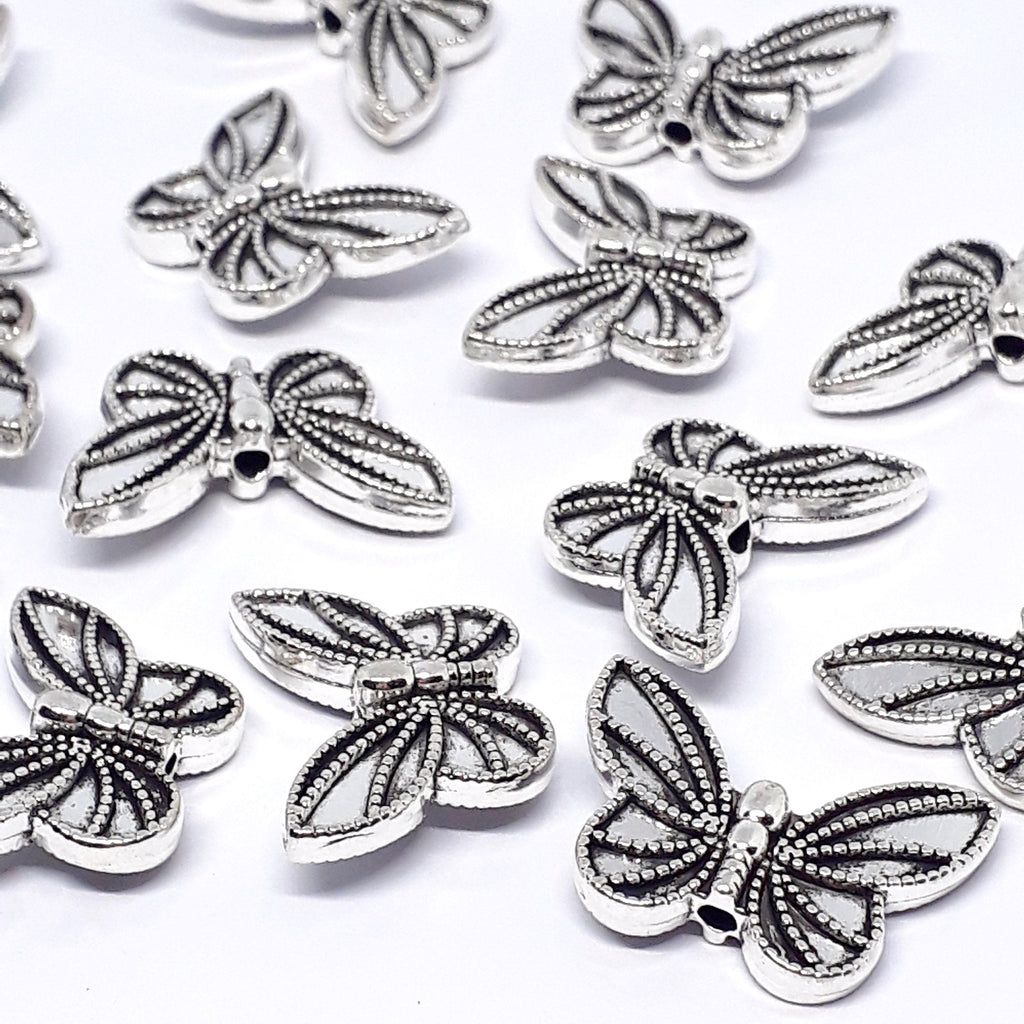 Large Silver Butterfly 20x14mm - 10pcs