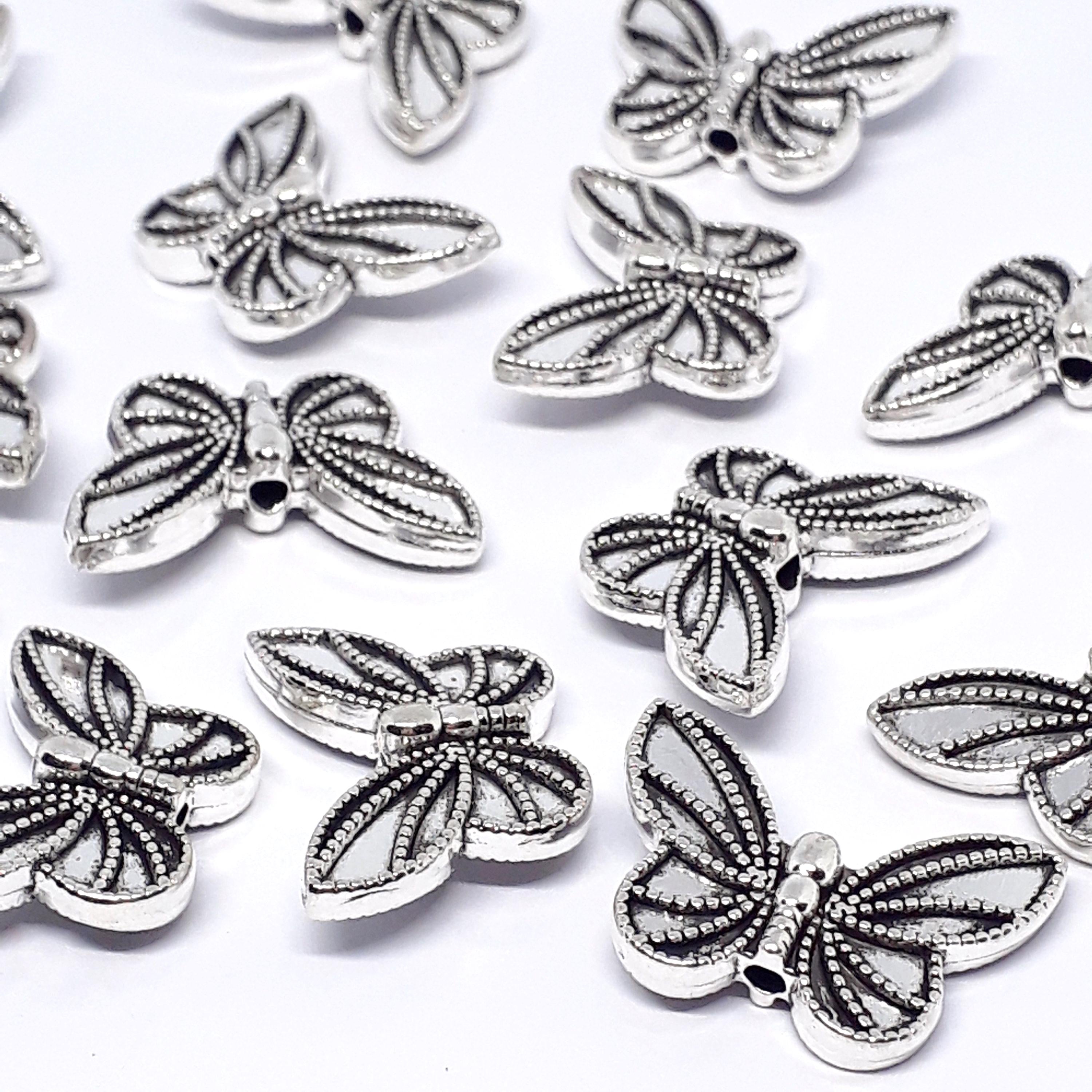 Large Silver Butterfly 20x14mm - 10pcs