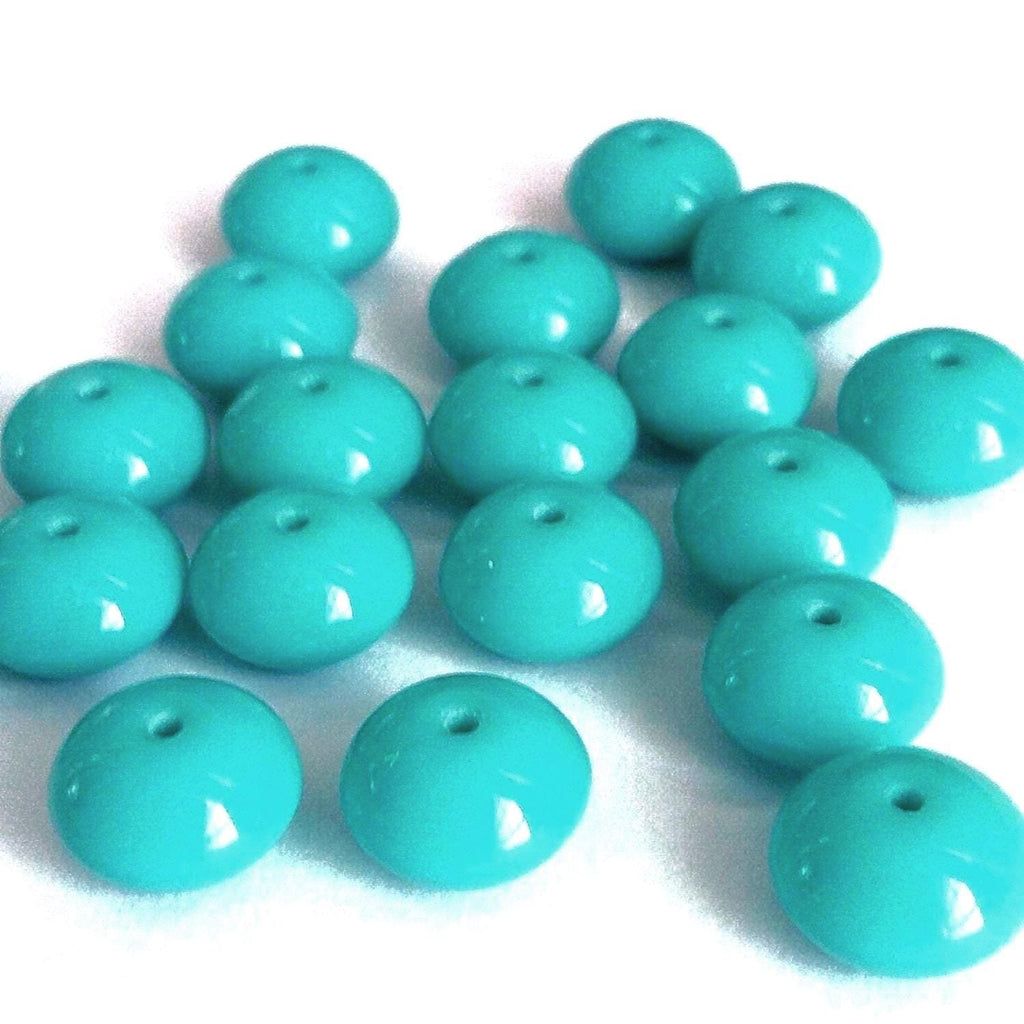 Opaque Turquoise Rondelle Czech Glass 9x6mm - 10pcs