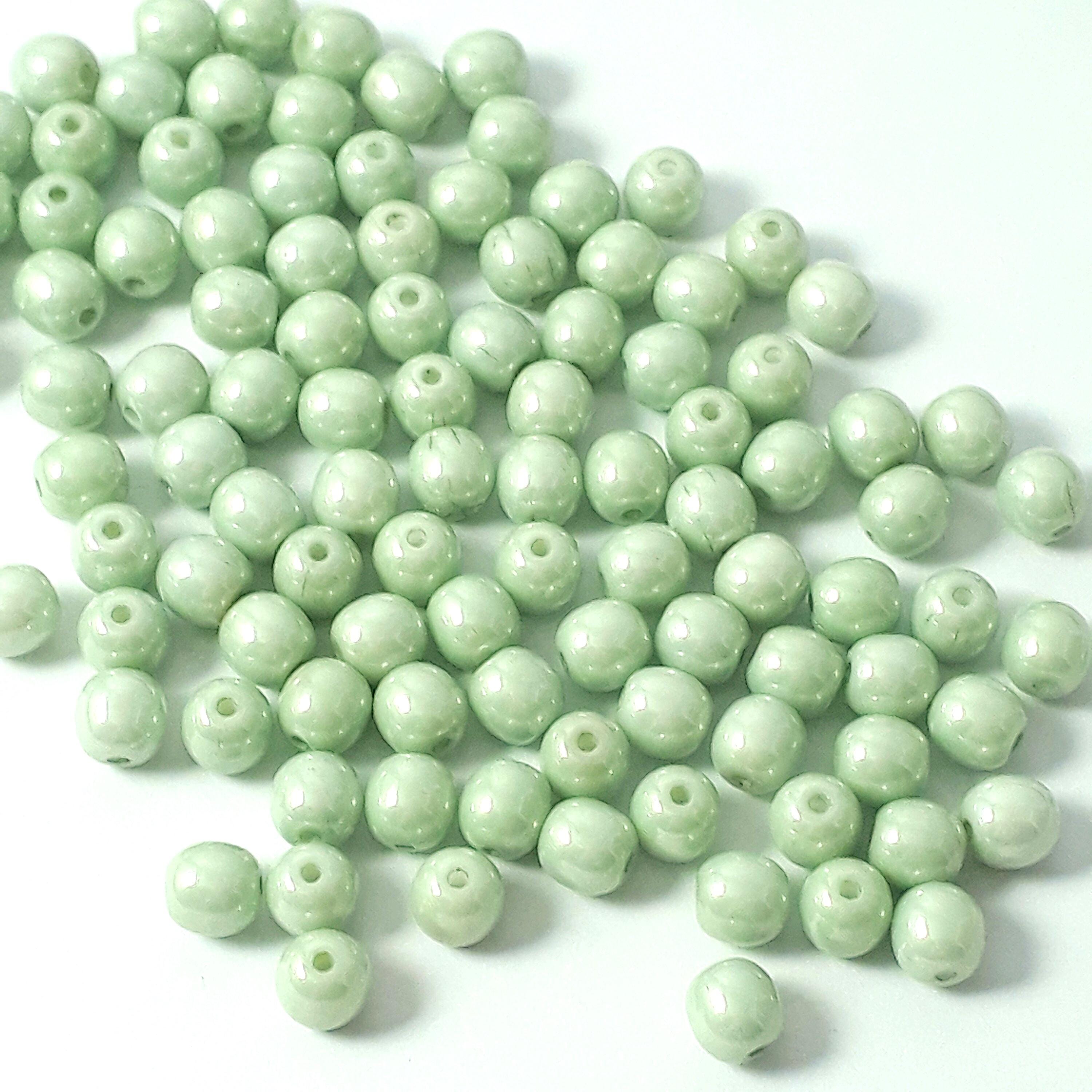 Green Lustre Czech Glass Round 4mm - 60pcs
