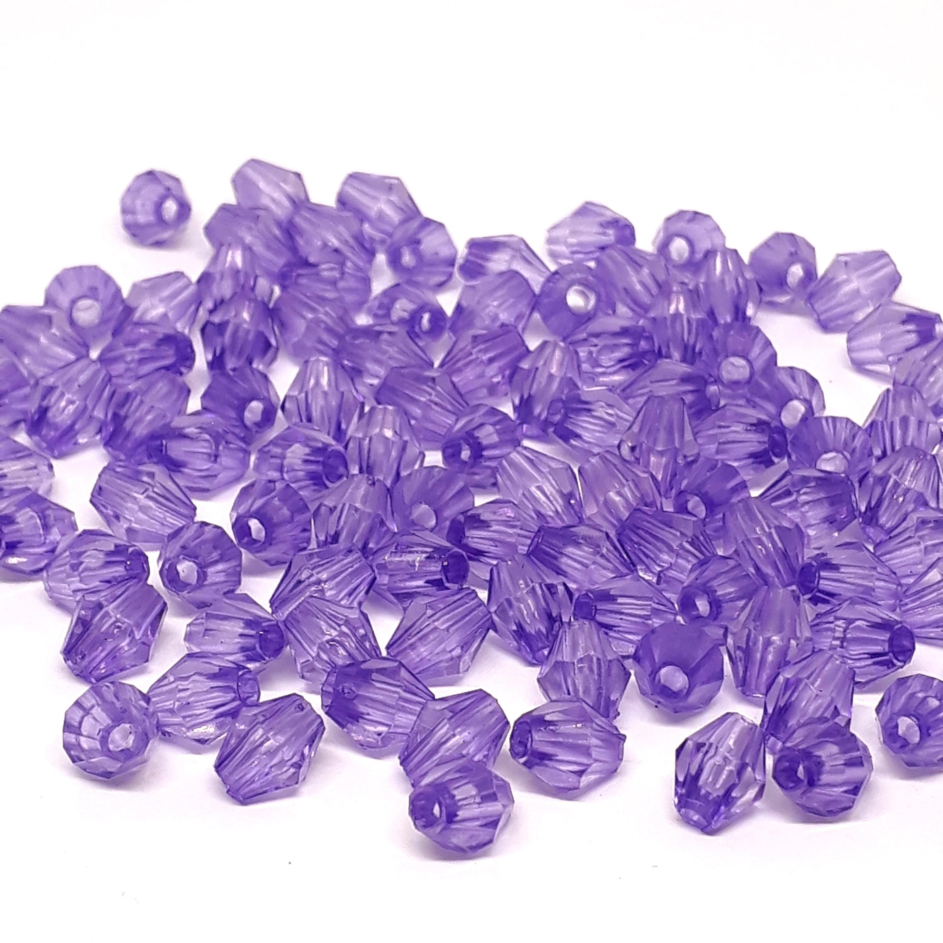 Purple Acrylic Faceted Oval Bicone 6x5mm 30g