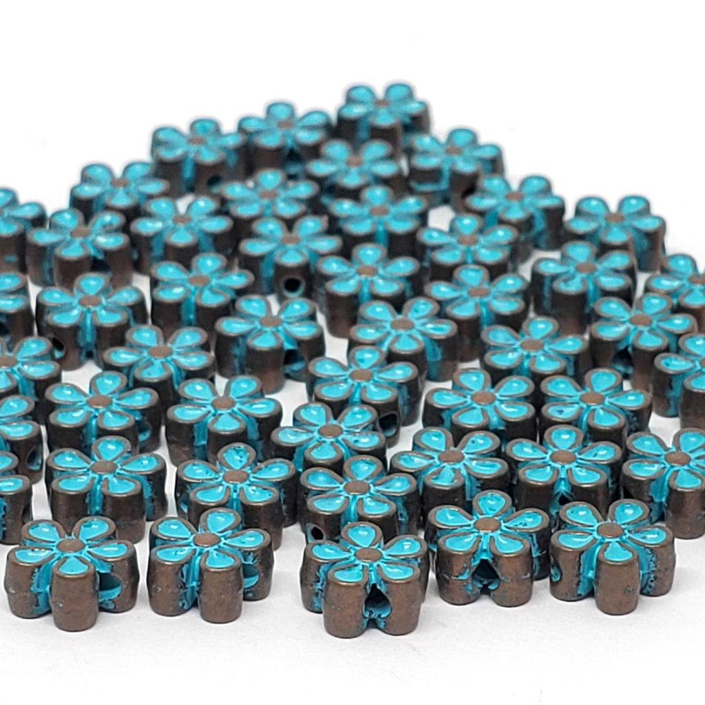 Copper Patina Flower 7mm - 20pcs