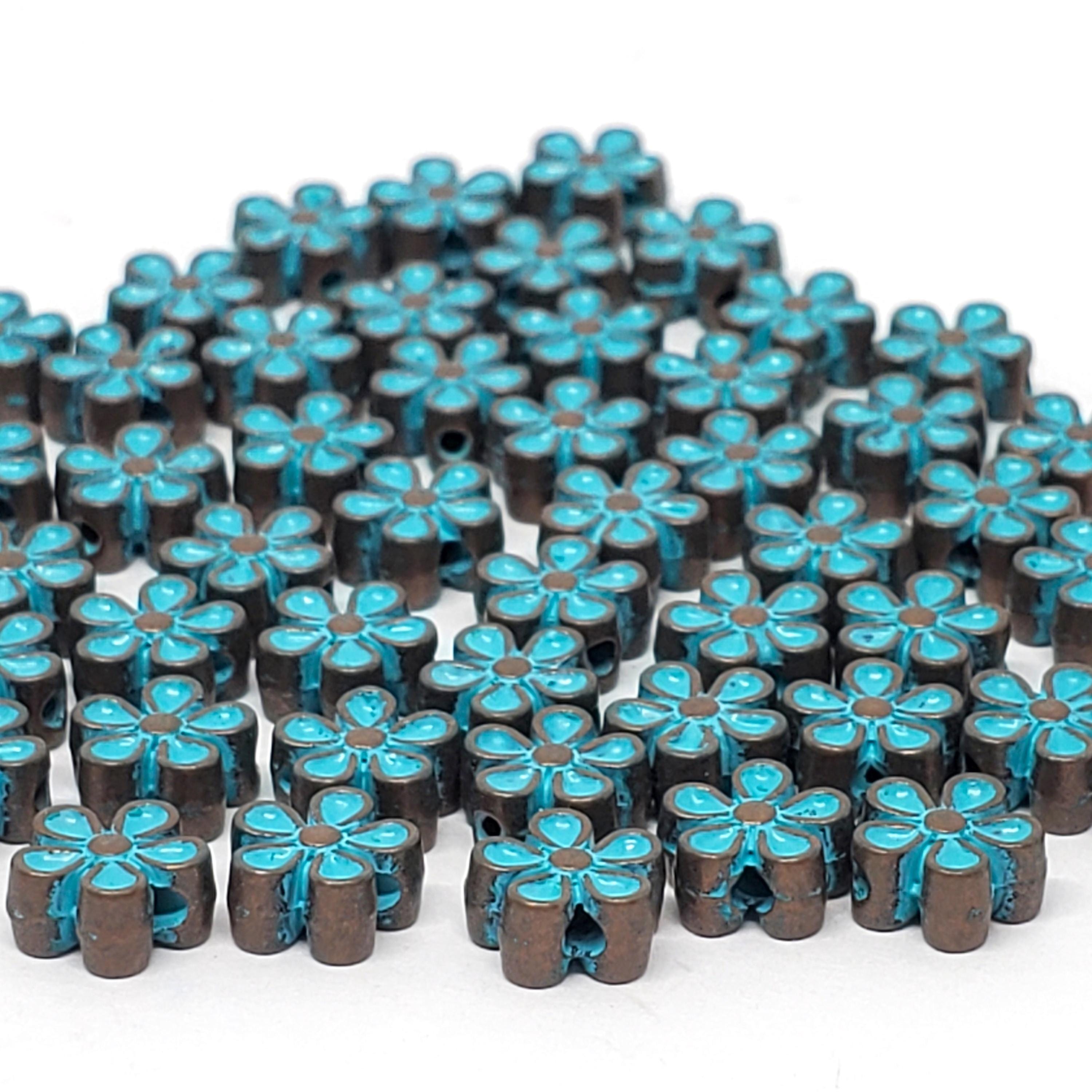 Copper Patina Flower 7mm - 20pcs