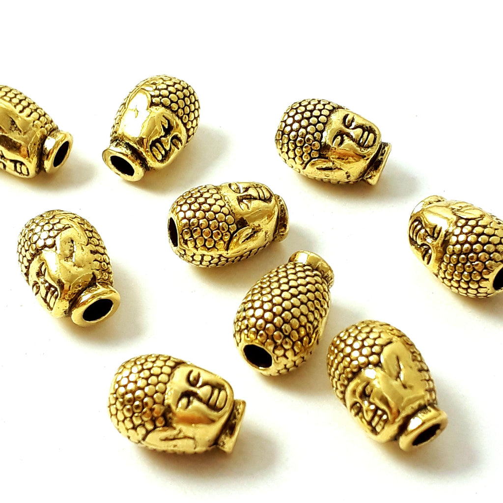Buddha Head Antique Gold 13x9mm - 4pcs