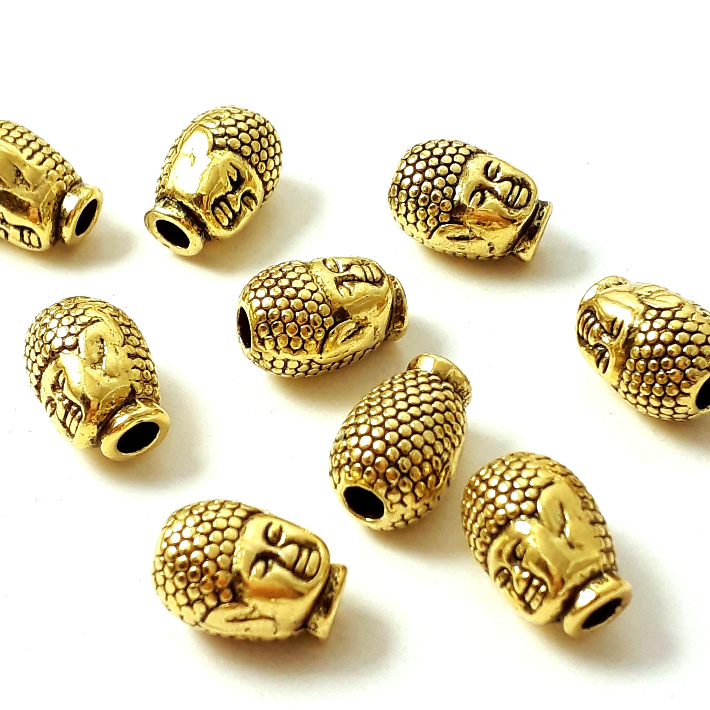 Buddha Head Antique Gold 13x9mm - 4pcs