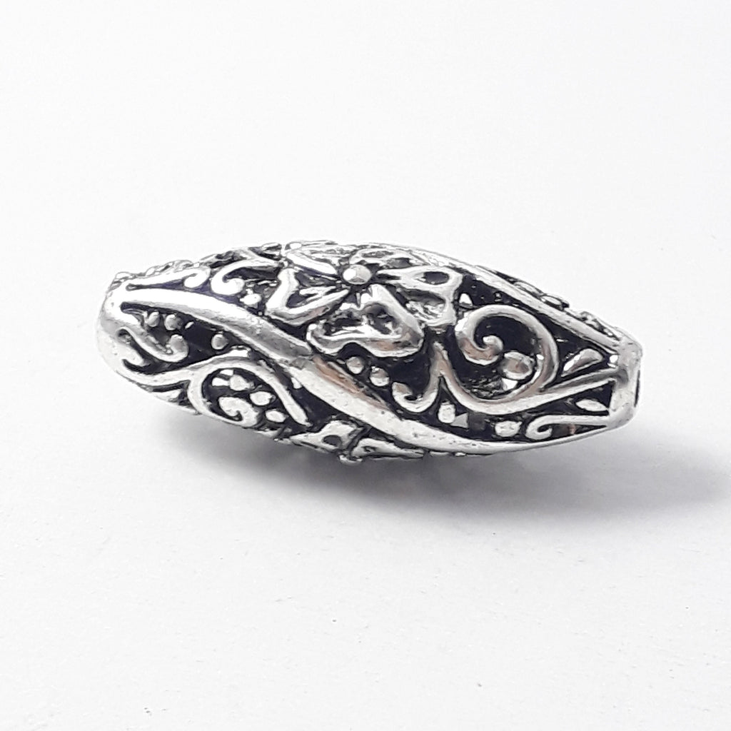 Large Filigree Oval Antique Silver 26x11mm - 1pc