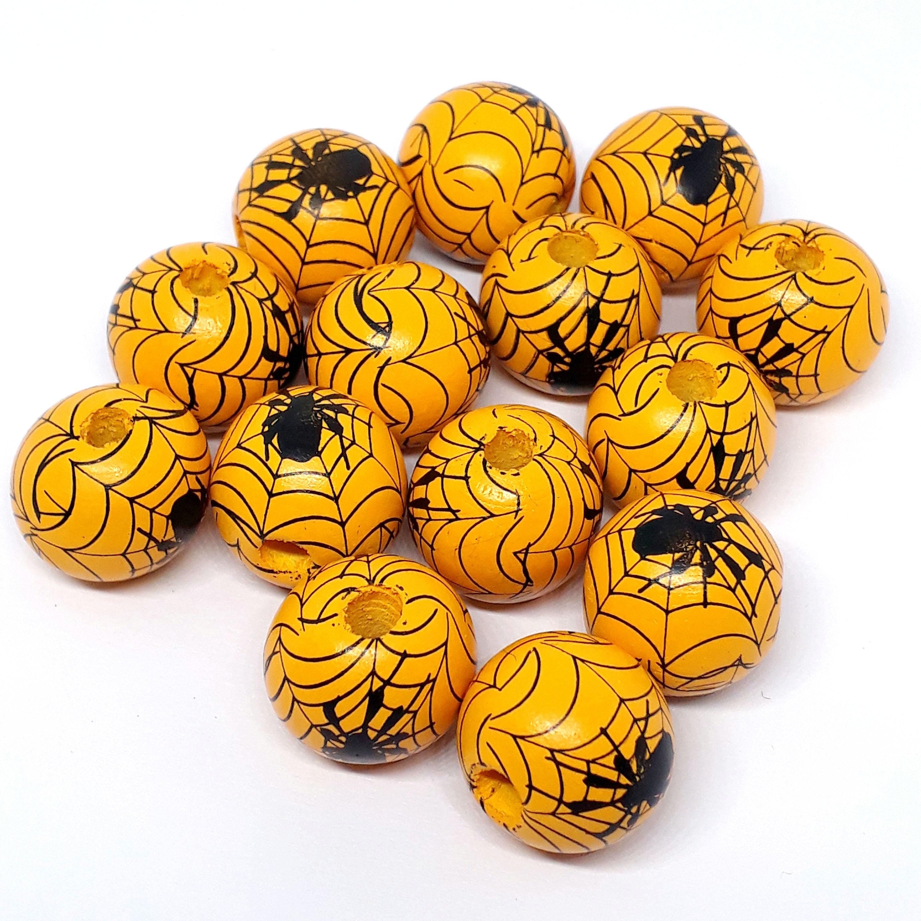 Spider Web Dark Yellow Wood 16x15mm - 5pcs