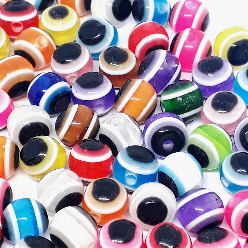 Evil Eye Round Resin Mixed Colour 8x7mm - 50pcs