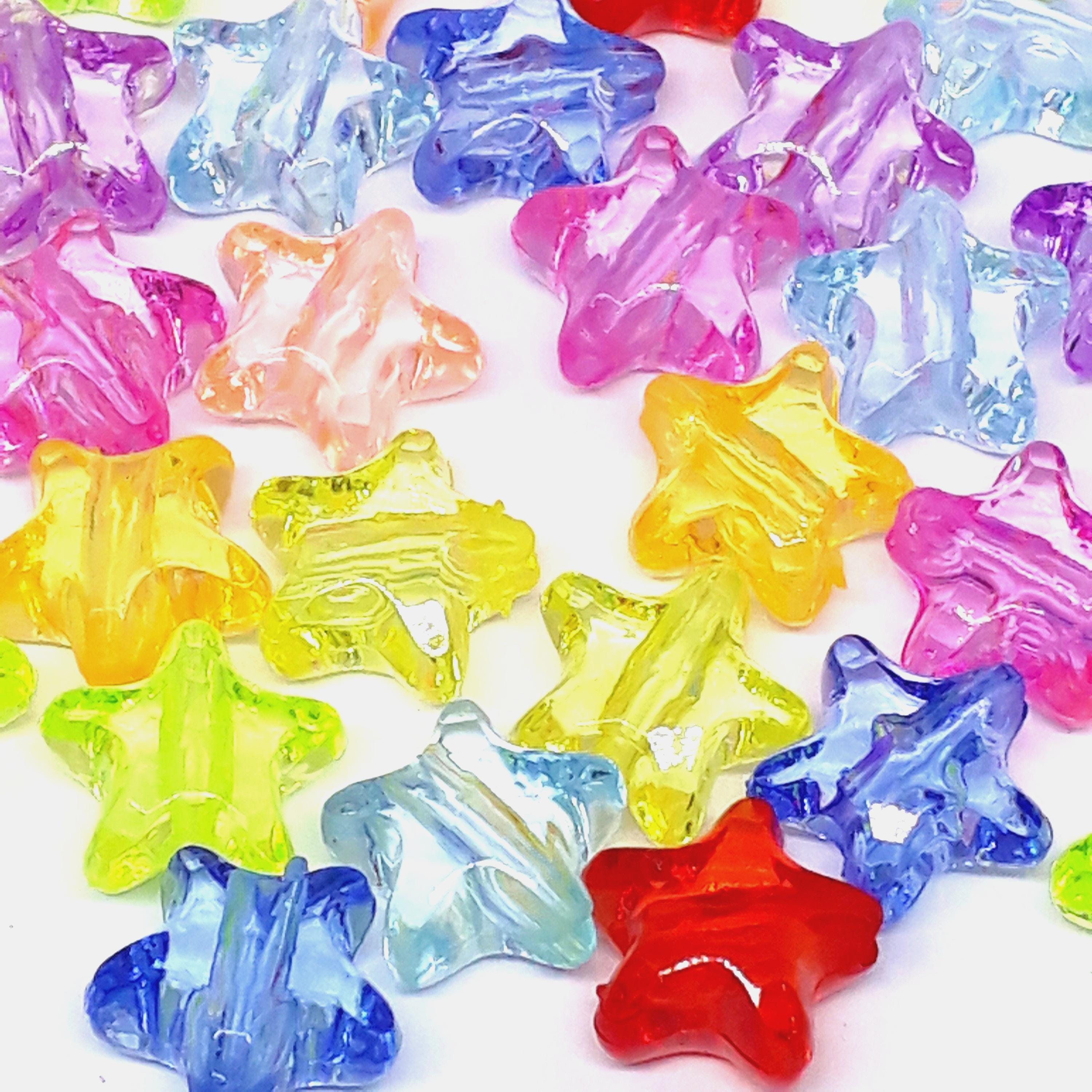 50pcs Mixed Colour Star Transparent Acrylic 12x11mm - 50pcs
