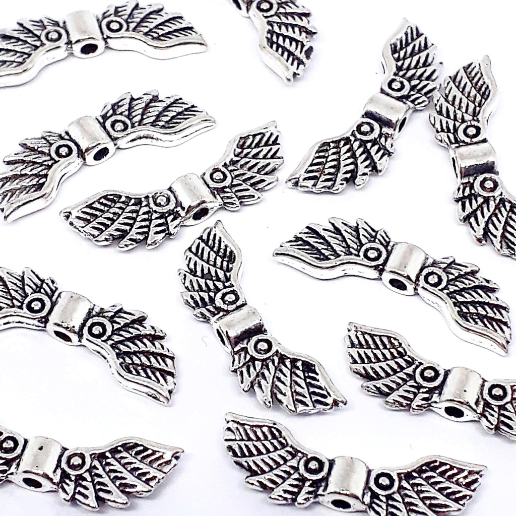 Angel Wing Antique Silver 22x7mm - 10pcs
