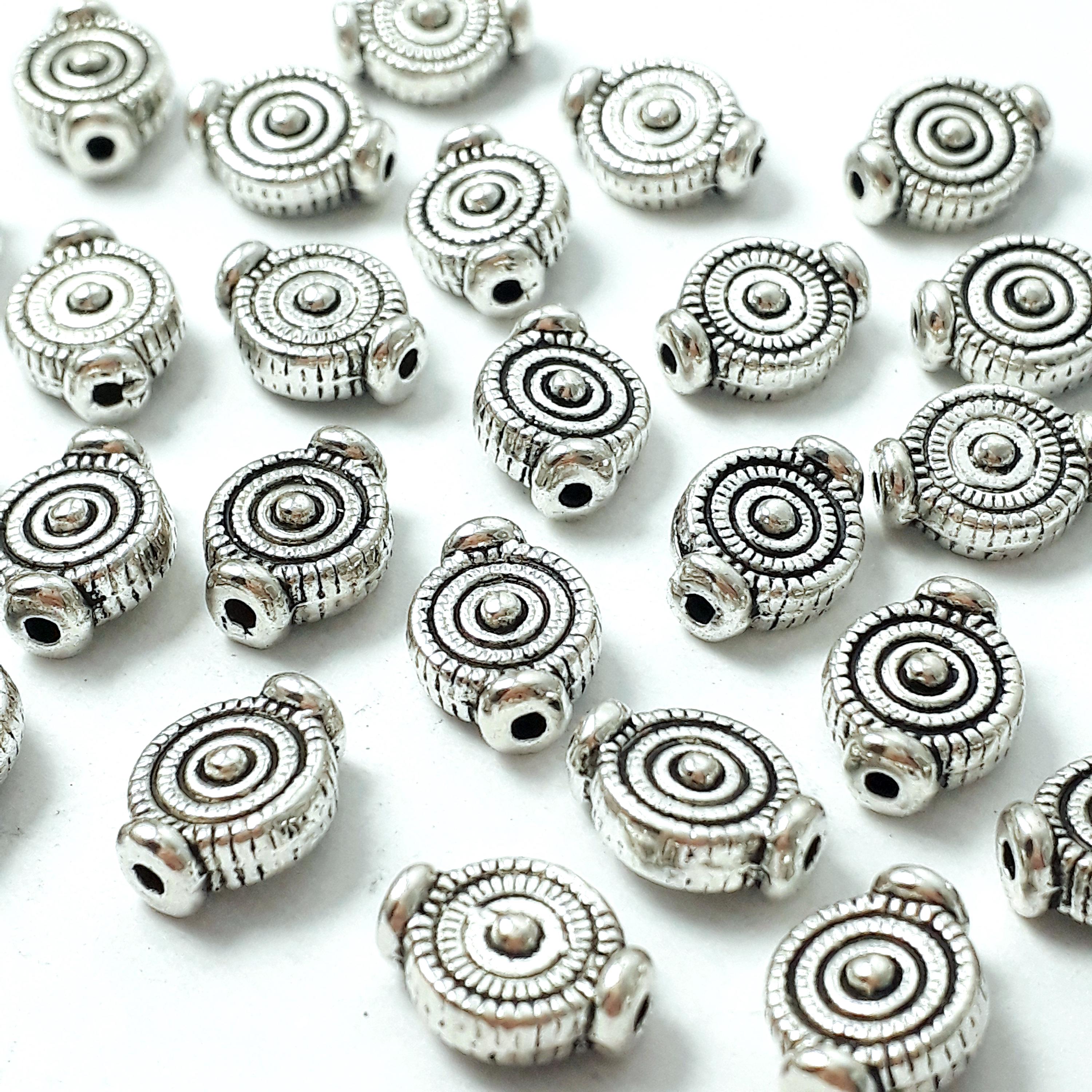 Pattern Coin Antique Silver 10x7mm - 20pcs