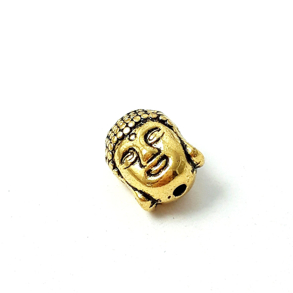 3d Buddha Head Antique Gold 11x9mm - 4pcs