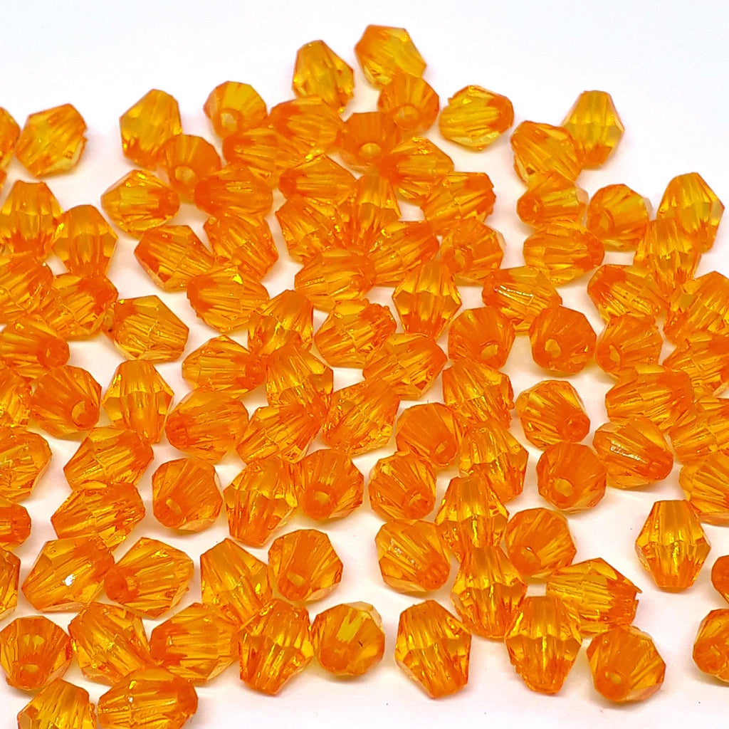 Dark Orange Acrylic Faceted Bicone 6x5mm 30g